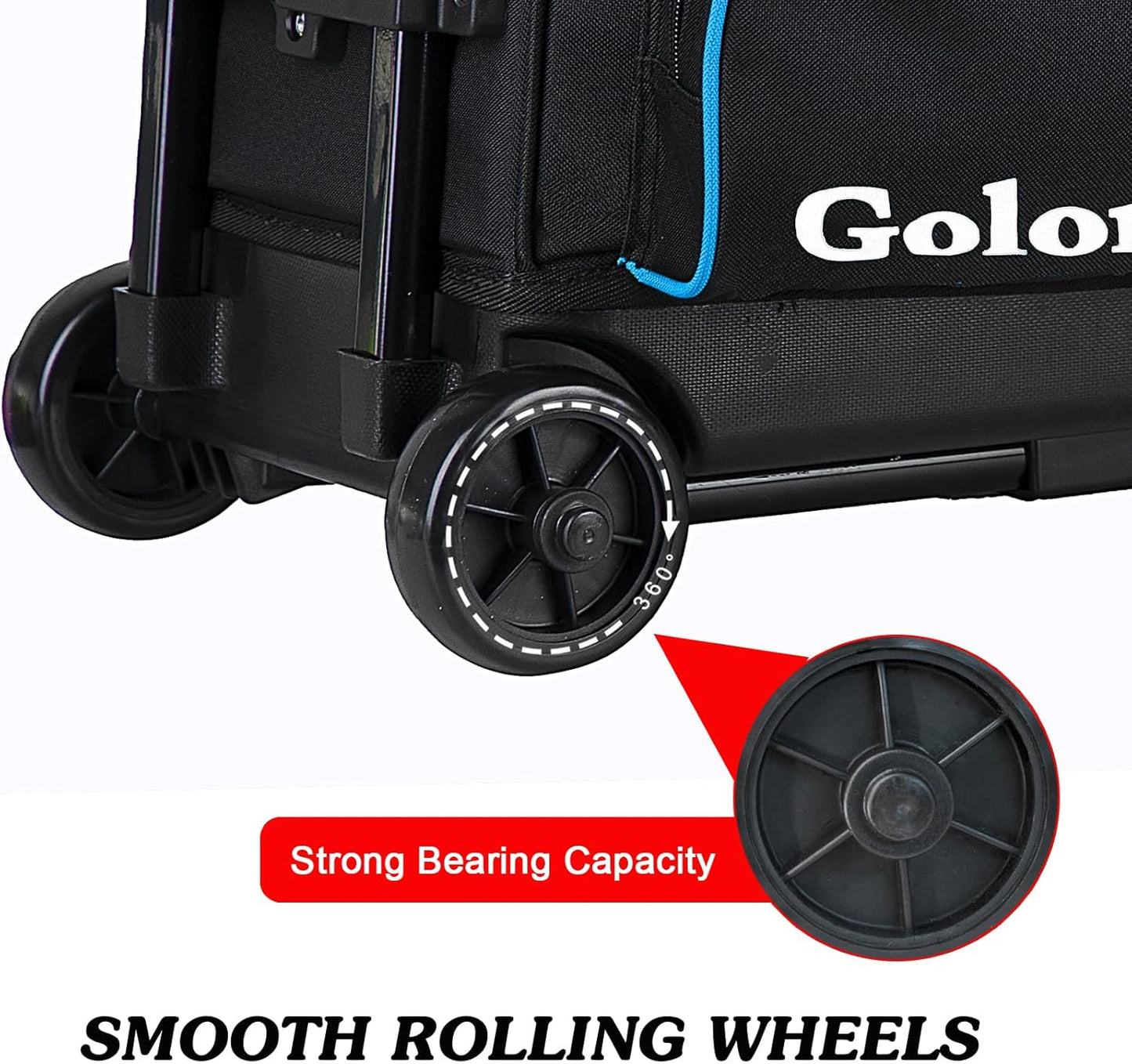 Goloni 3 Ball Bowling Bags with Wheels - Rolling Bowling Bag for 3 Balls & Accessories - Retractable Handle Extends to 38