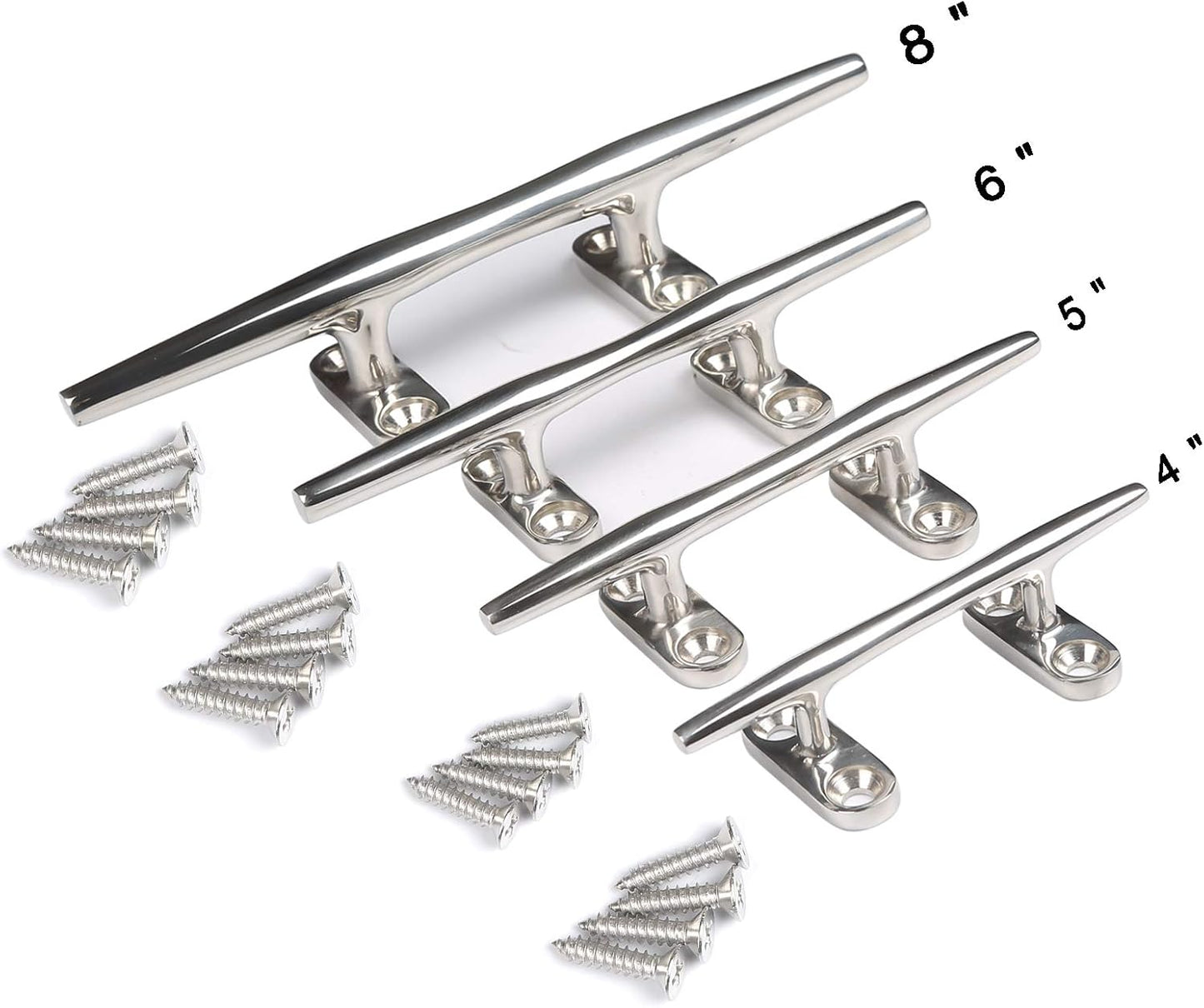 Boat Cleats 4 inch/5 inch/6 inch/8 inch Marine Dock Cleats Stainless Steel Boat Rope Cleat with Fasteners for Marine, Deck, Nautical Décor