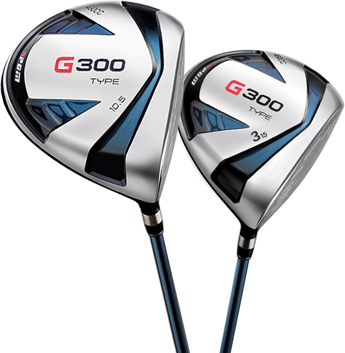 PGM Men's G Type Complete Golf Club Set - Titanium #1 Driver, Draw-Biased Hybrid, High-Strength Iron Set, High Forgiveness Putter, with Stand Bag