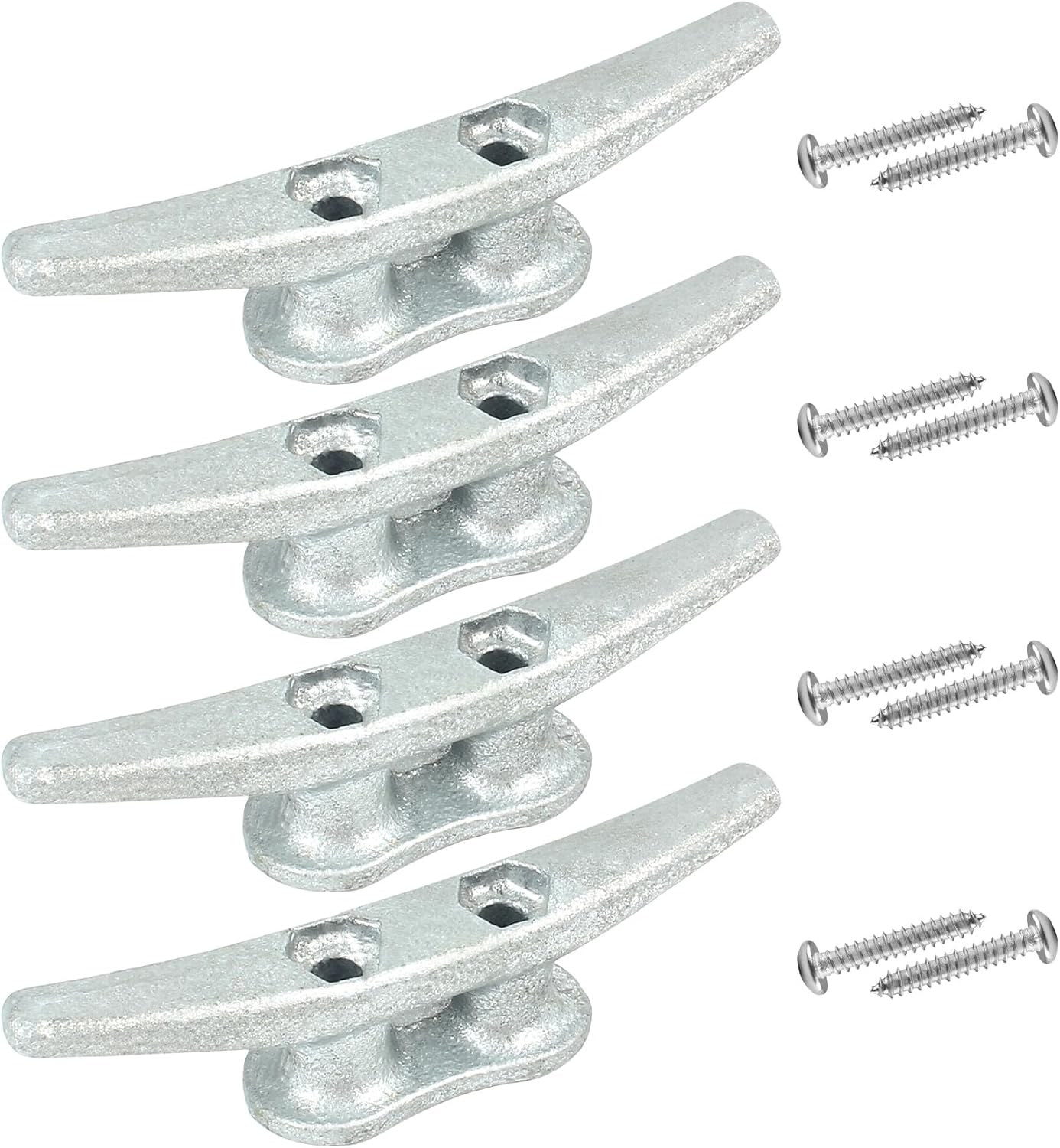 Boat Cleats 4Inch,Hot Dip Galvanized Cast Iron Dock Cleats,Electrophoretic Coated Black Dock Cleats,Rope Cleats Boat Dock Cleats for Marine Deck or Nautical Decor,Hardware Included (4/5/6/10/12Pack)