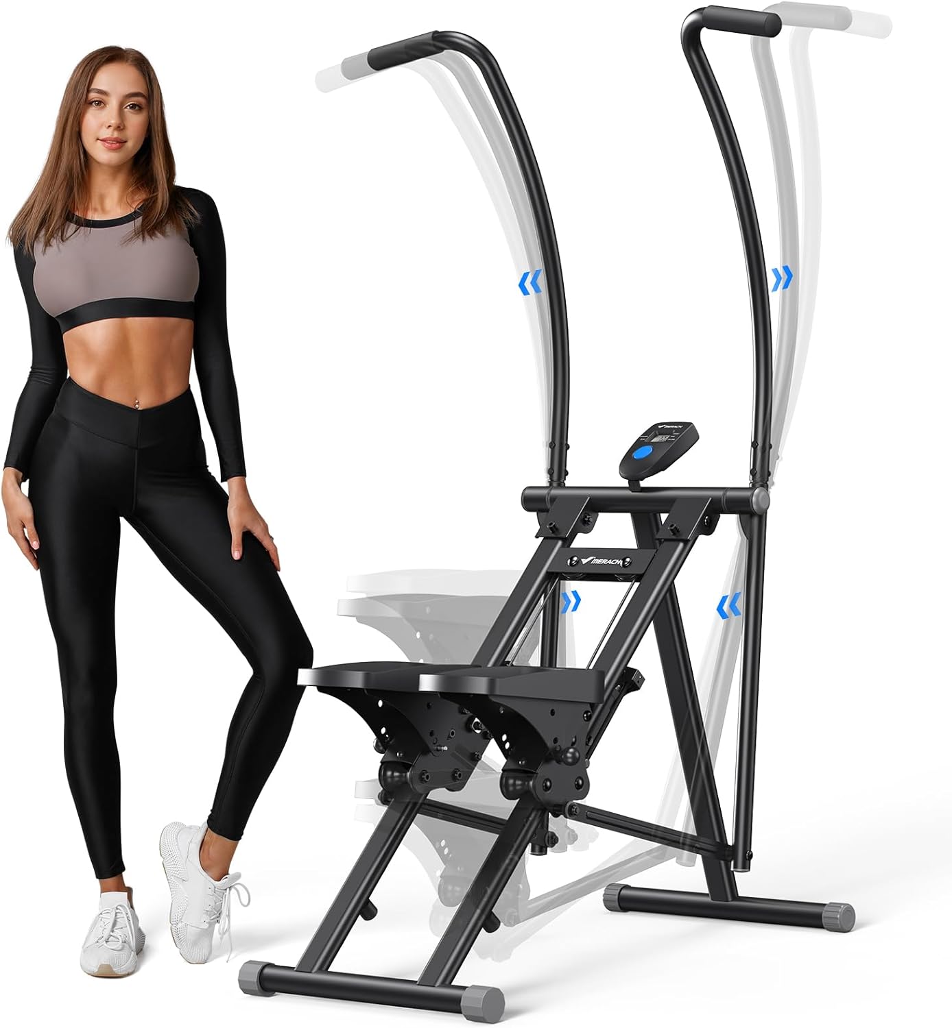 MERACH Stair Stepper for Home Gym Exercise, New Version Vertical Climber Machine for Full-Body Workout, Compact Folding Cardio Exercise Climber with Extended Step Range, Adjustable Handlebar & Pedals