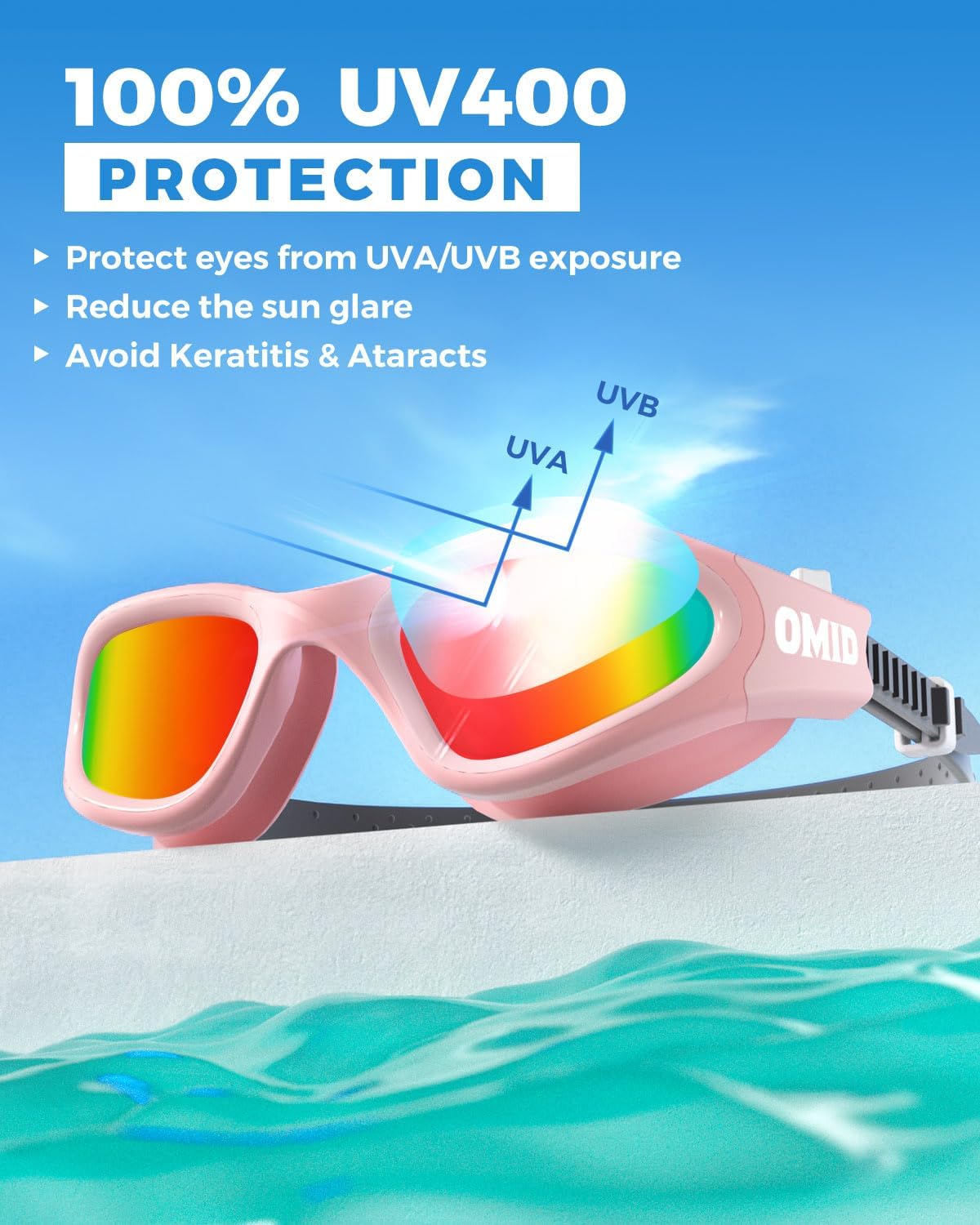 OMID Swim Goggles, P2 Polarized Swimming Goggles for Men Anti-fog Goggles Swimming for Adult Women
