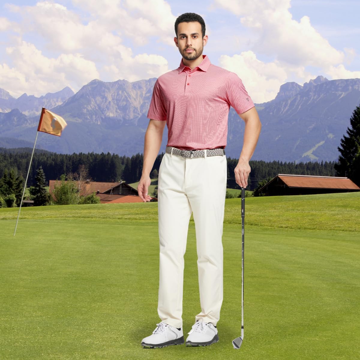 M MAELREG Golf Shirts for Men Dry fit Sports Jacquard Lightweight Performance Texture Short Sleeve Collared Polo Shirts