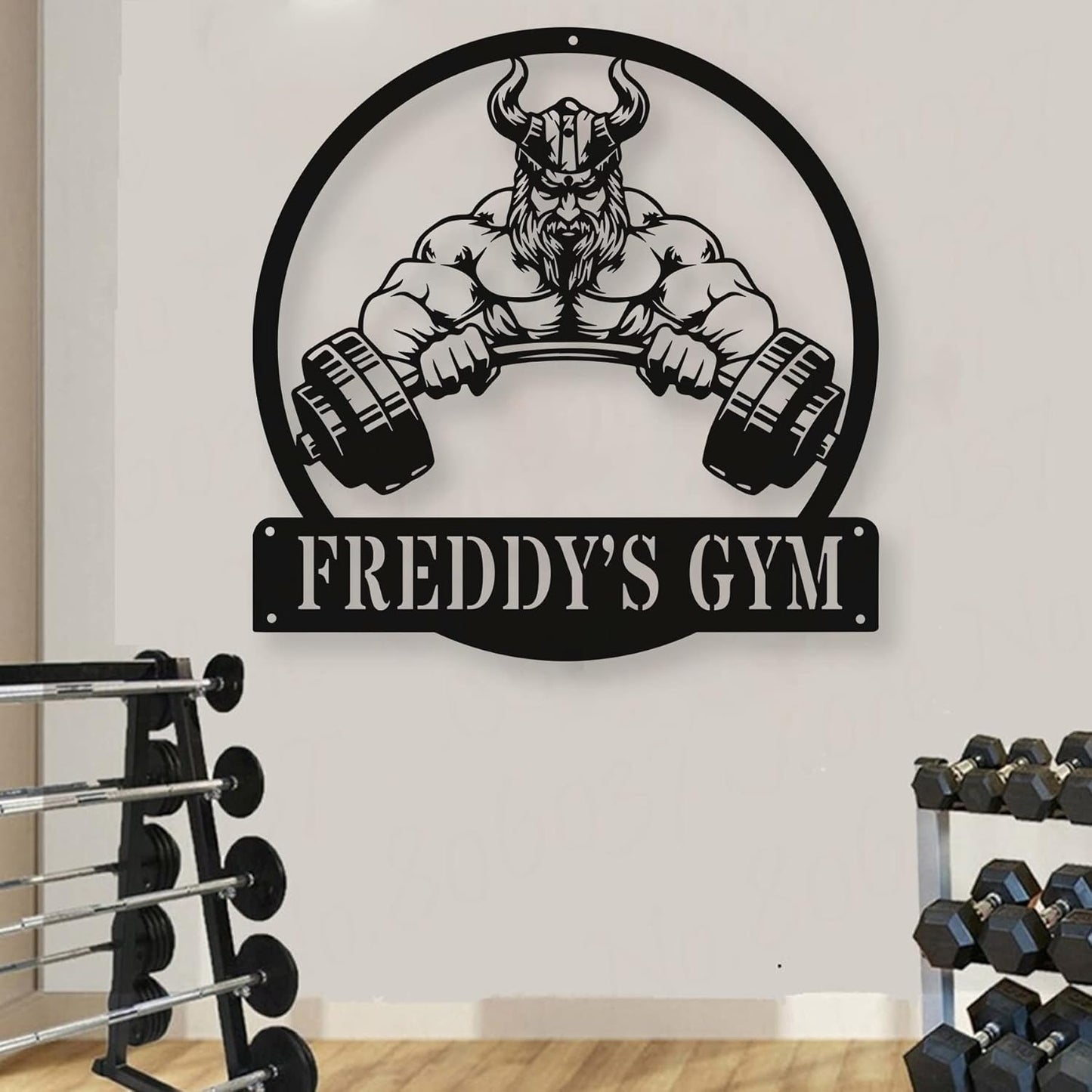 Custom Name Gym Metal Sign Personalized Fitness Wall Art Decor for Home, Workout Room, Garage, Powerlifting Center, Motivational Gift for Women, Men, Dad, Papa, Grandpa, Mother, Sister, Girls