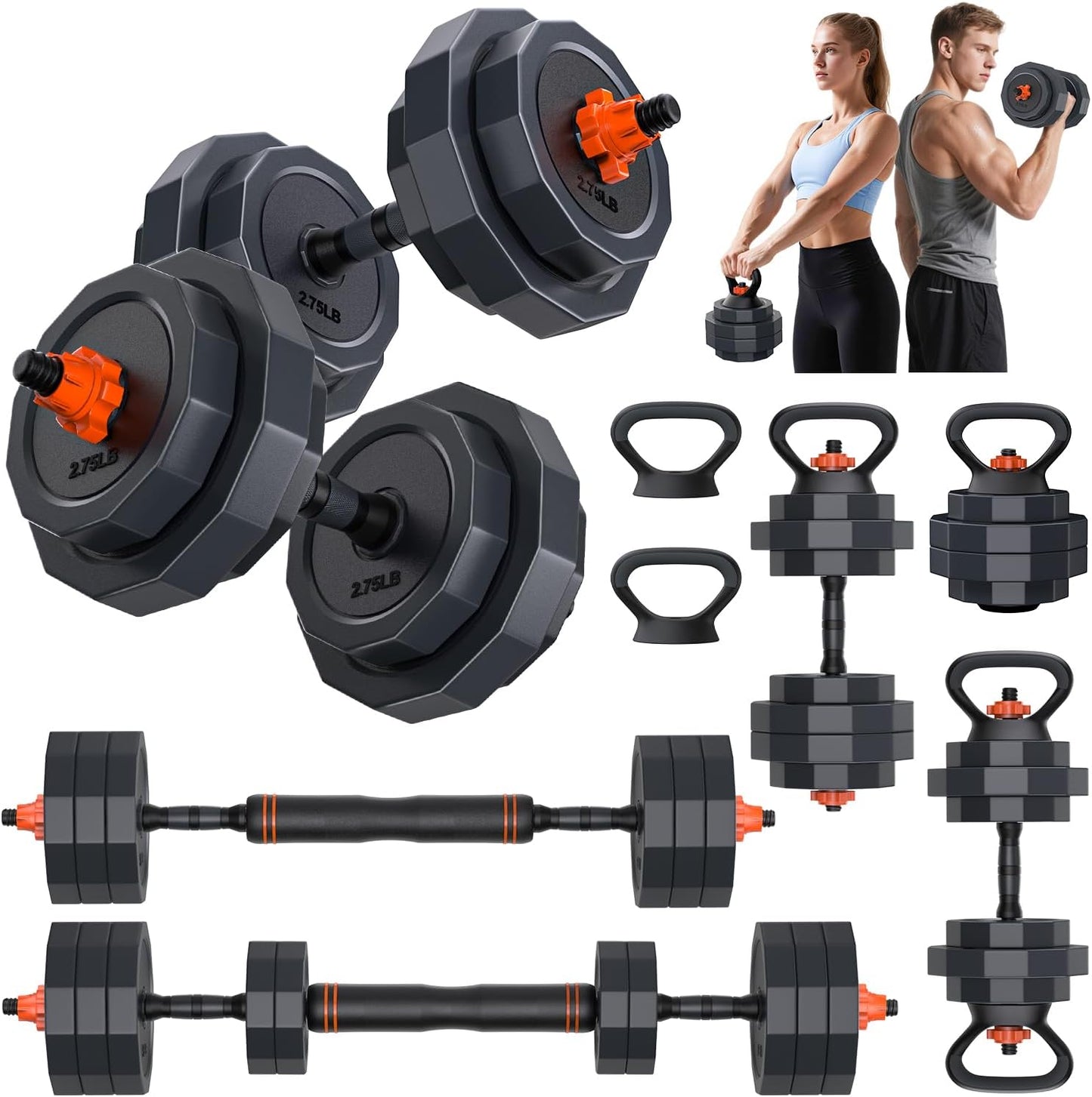 Adjustable Dumbbells Set, 45/65/85 lbs Free Weight Set with Connector, 4 in1 Dumbbells Set for Home Gym Workout