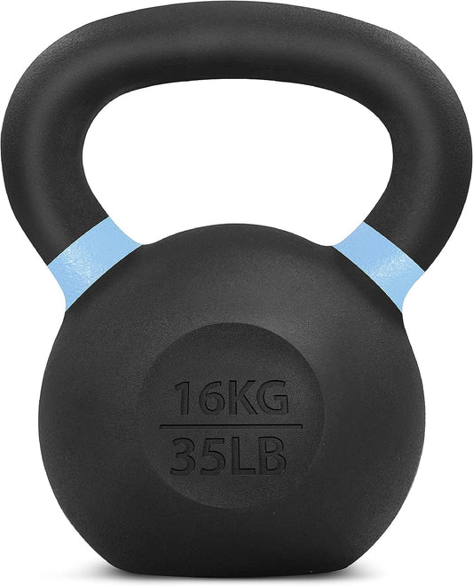 Yes4All Powder Coated Cast Iron Kettlebell Strength Training Kettlebells Weight Set for Full Body Workout, Home Gym
