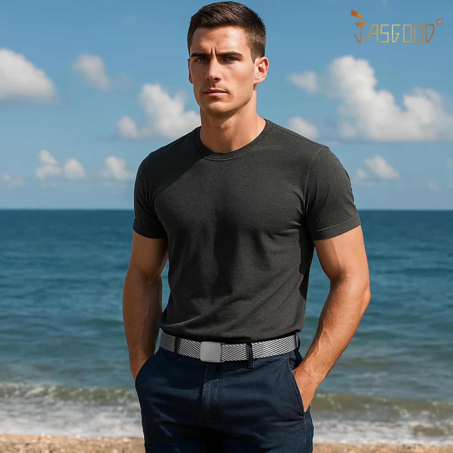 JASGOOD Nylon Canvas Breathable Military Tactical Men Waist Belt With Plastic Buckle