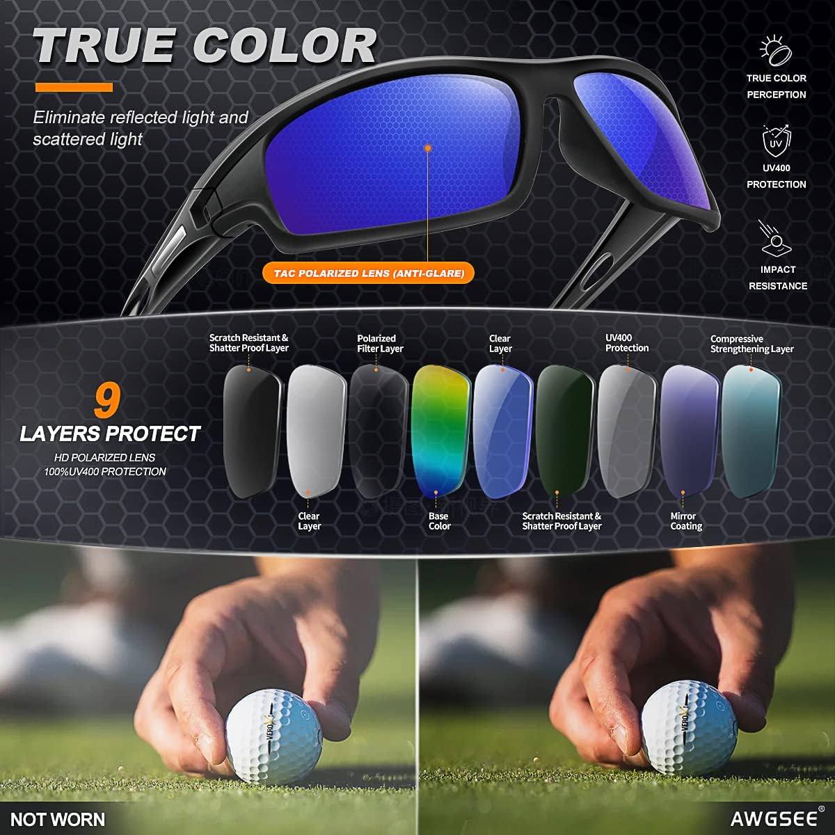 Polarized Sports Sunglasses for Men 100% UV Protection Wrap Around Unbreakable Sun Glasses for Fishing Driving