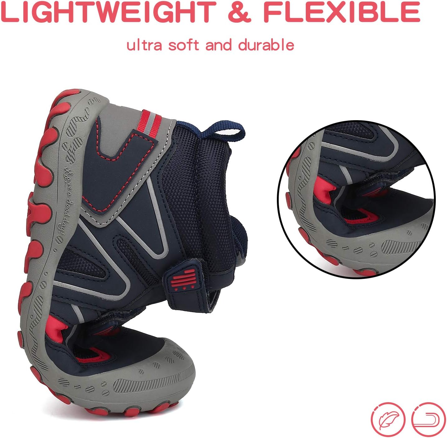 Mishansha Kids Water Resistant Hiking Boots, Boys Girls Anti Collision Anti-Skid Athletic Outdoor Adventure Trekking Shoes
