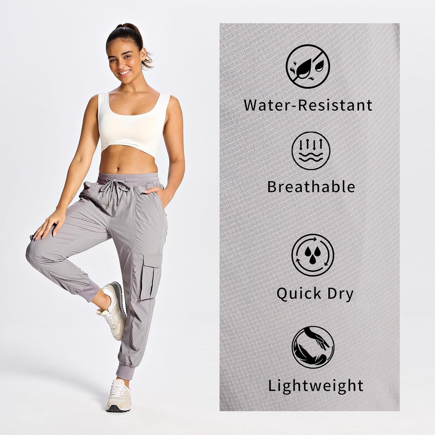 smawell Women's Hiking Cargo Pants with Pockets Lightweight Quick Dry Joggers Travel Camping Outdoor Pants