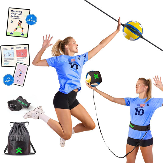 MOTOMY™ Volleyball Training Equipment Aid ‘VolleyPal’ – Solo Rebounder Trainer for Serve, Spike, Set & Pass; Indoor and Outdoor Practice Gear Gifts for Beginners & Experts