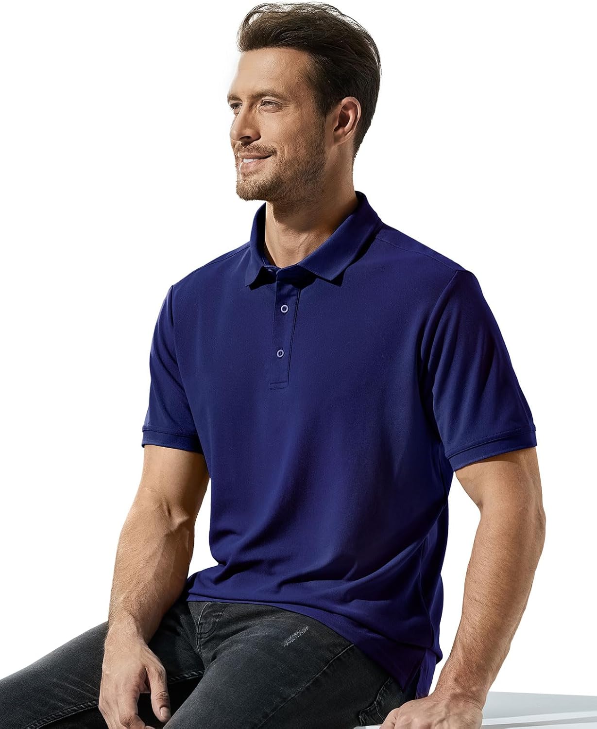MIER Polo Shirts for Men Short Sleeve Quick Dry Polyester Collared Shirts Casual Golf Shirts, Moisture-Wicking