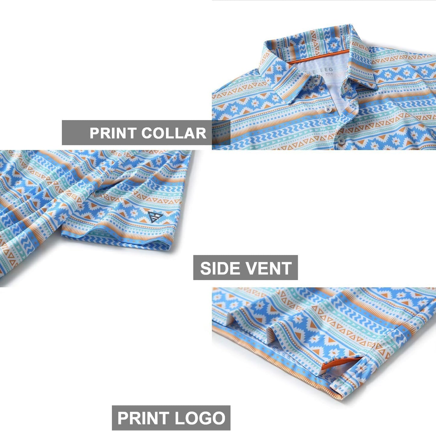 Men's Golf Polo Shirts Short Sleeve Striped Performance Moisture Wicking Dry Fit Golf Shirts for Men