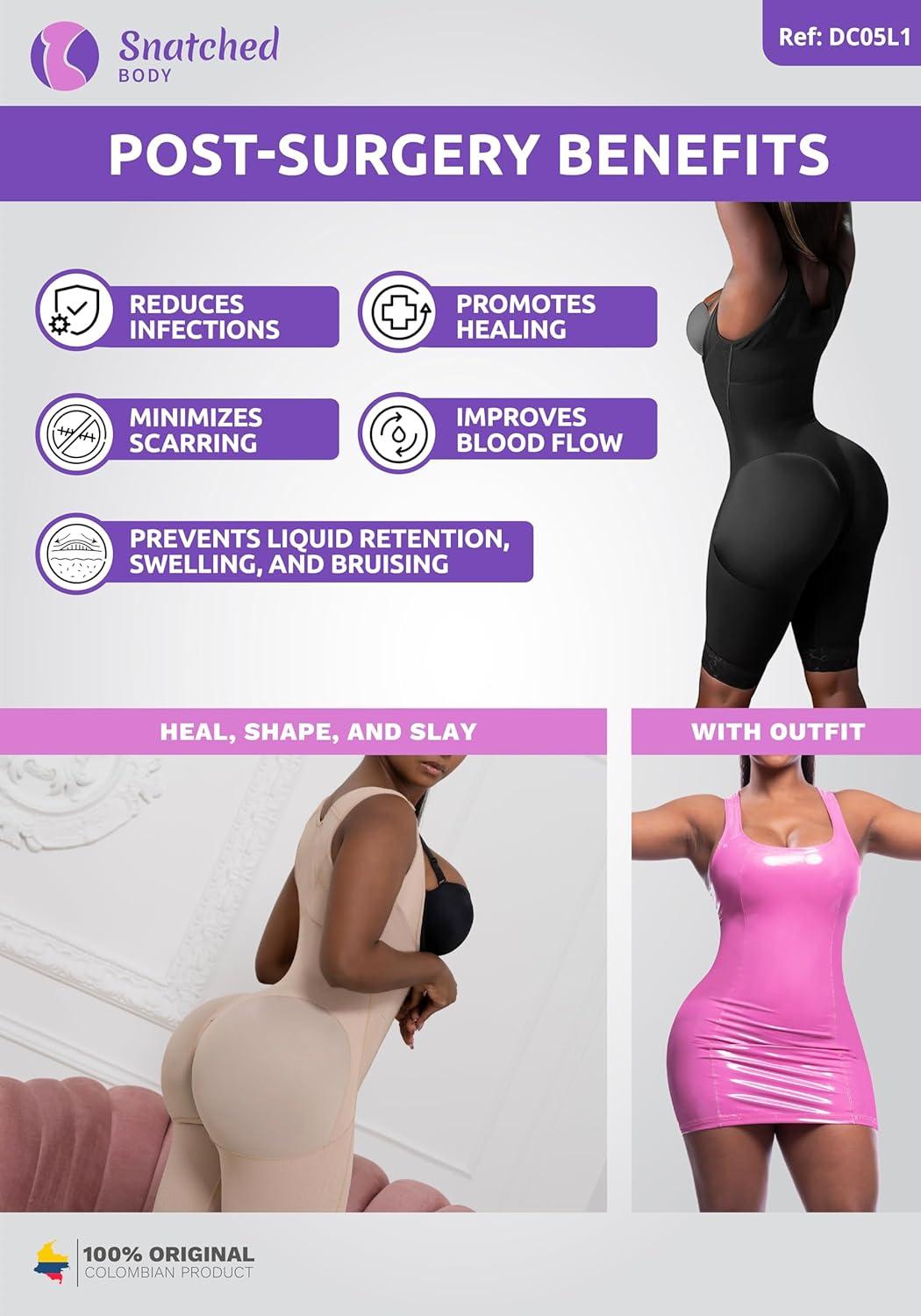Snatched Body Post Surgery Stage 1 Faja Without Bra | Fajas Colombianas Moldeadoras for BBL |High Compression Faja