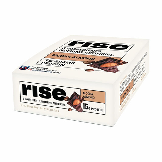 Rise Whey Protein Bars - Mocha Almond | Breakfast Bar & Protein Snack 15g Protein 4g Fiber Just 5 Whole Food Ingredients Gluten-Free Soy Free