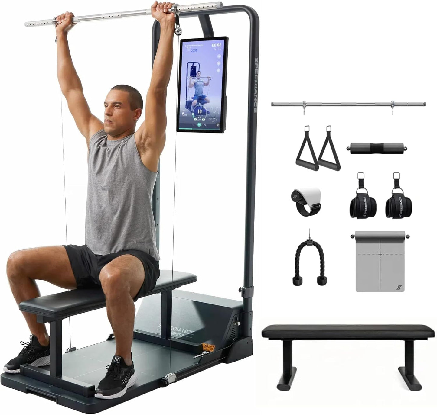 Gym Monster Smart Home Gym, Multifunctional Strength Training Machine, Smith Machine Power Cage Workout Station, Squat Rack Cable Machine, Full Body Fitness Equipment for Home Workout