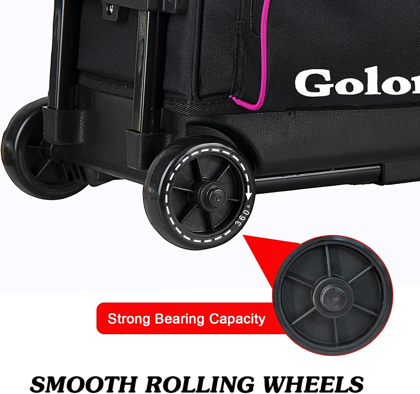 Goloni 3 Ball Bowling Bags with Wheels - Rolling Bowling Bag for 3 Balls & Accessories - Retractable Handle Extends to 38