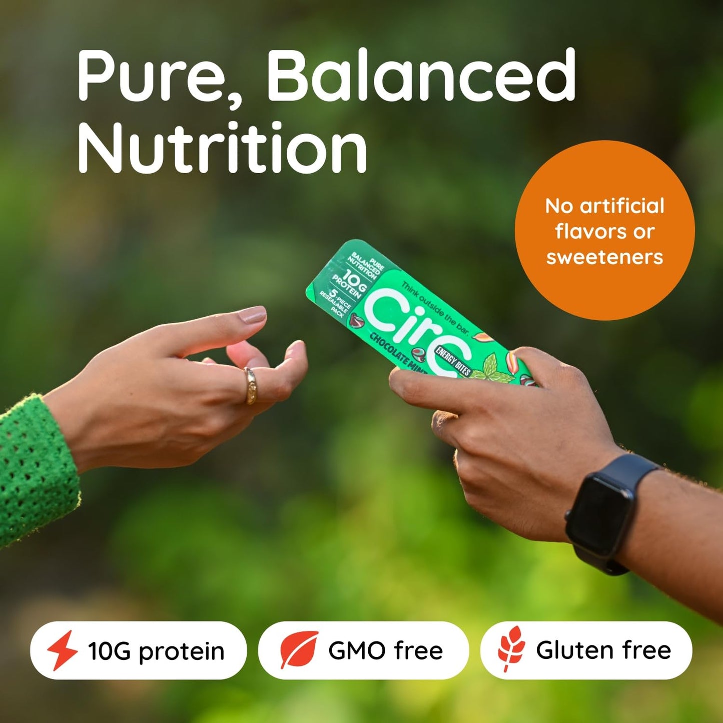 CirC Energy Bites - 12 Pack Chocolate Brownie Gluten Free Protein Balls - 10g Protein, Whole Grains, Nuts & Fruit - Portable Healthy Snacks for Adults & Kids, 5 Piece Resealable Packs