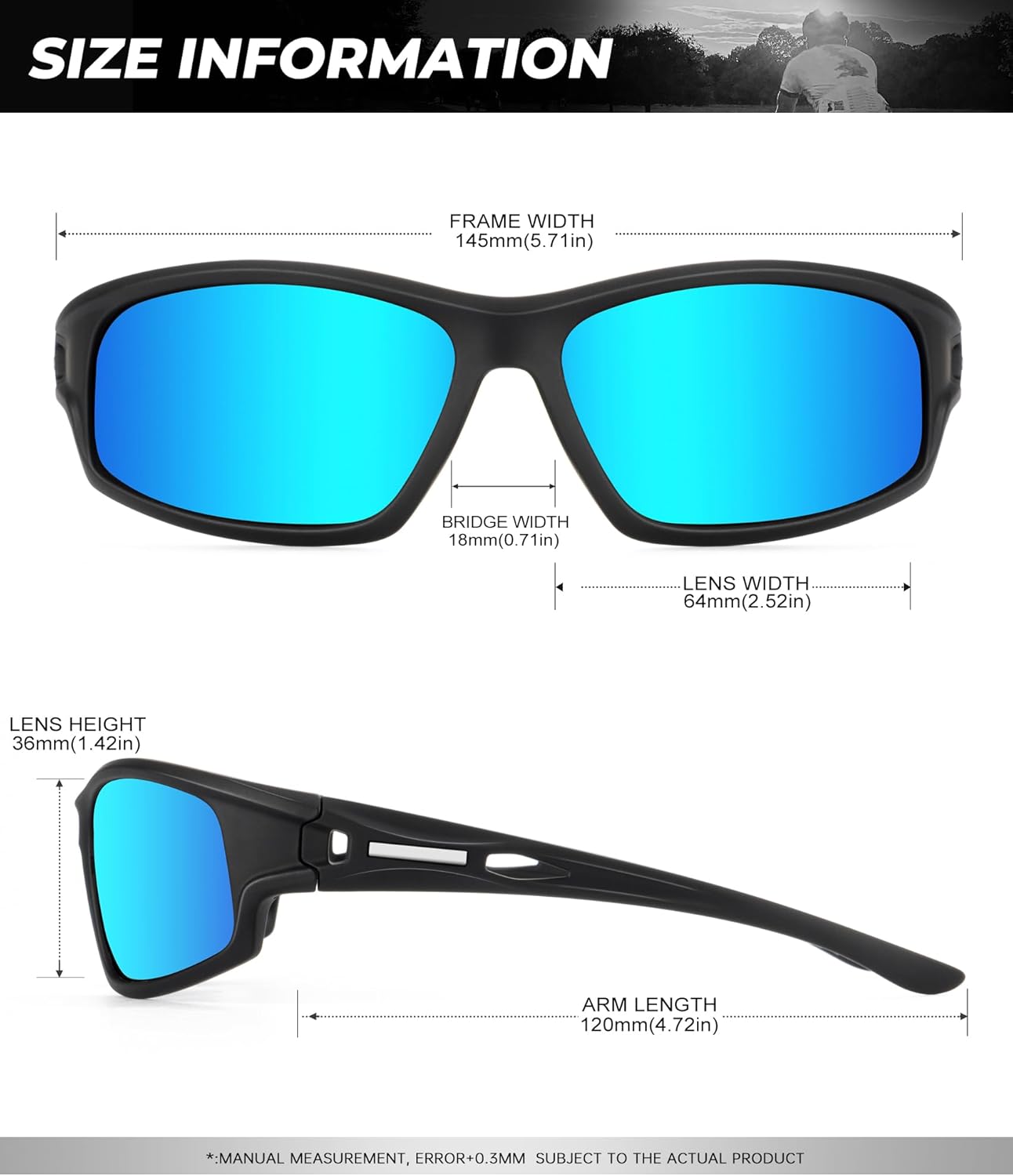Polarized-Sunglasses-Men Sports Mens-Sunglasses: Sun-Glasses with UV400 Protection for Driving Golf Fishing Running