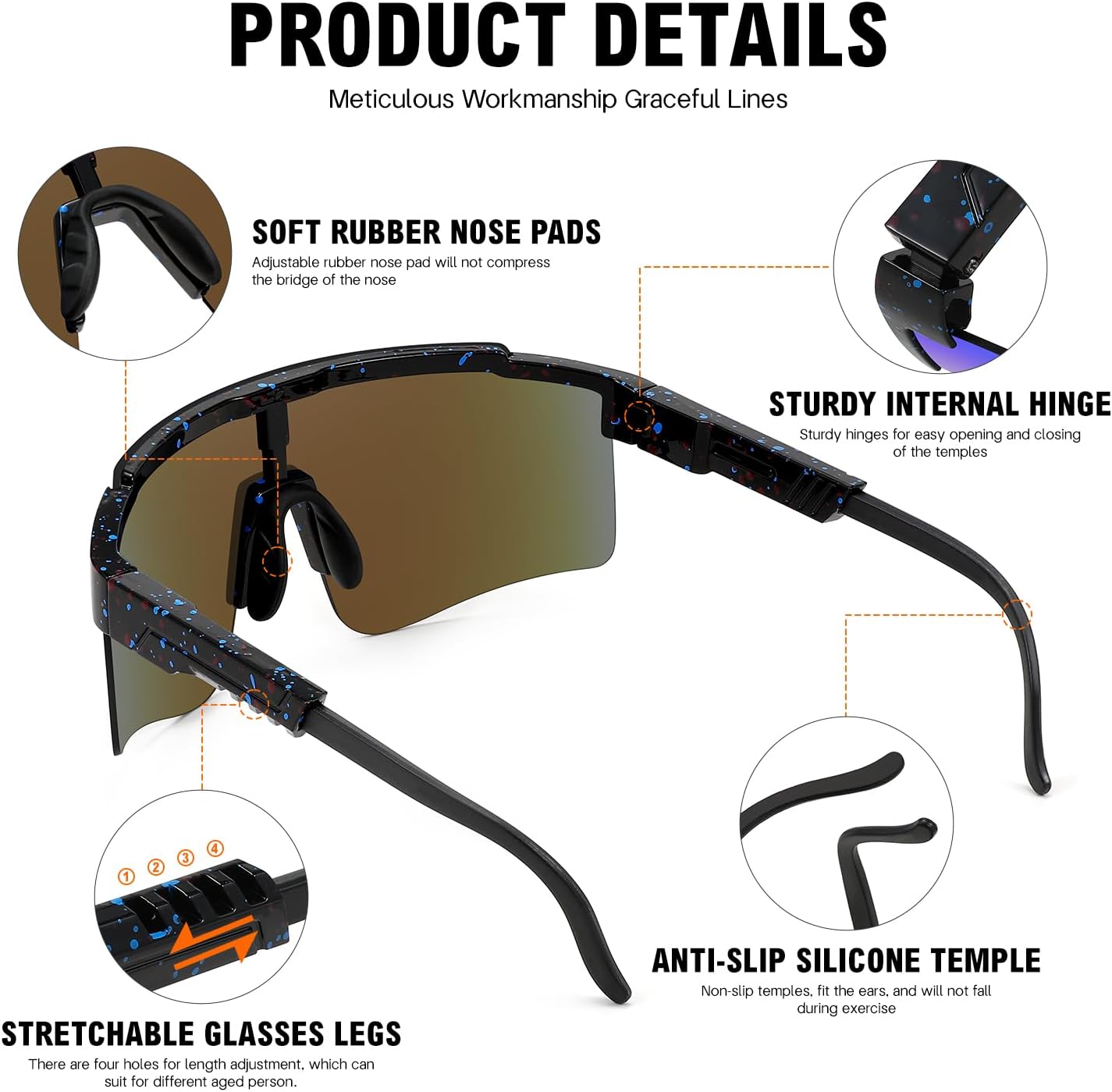 MALIDAK Sports Sunglasses for Mens Women Youth Baseball Sunglasses UV400 Protection Men Cycling Glasses