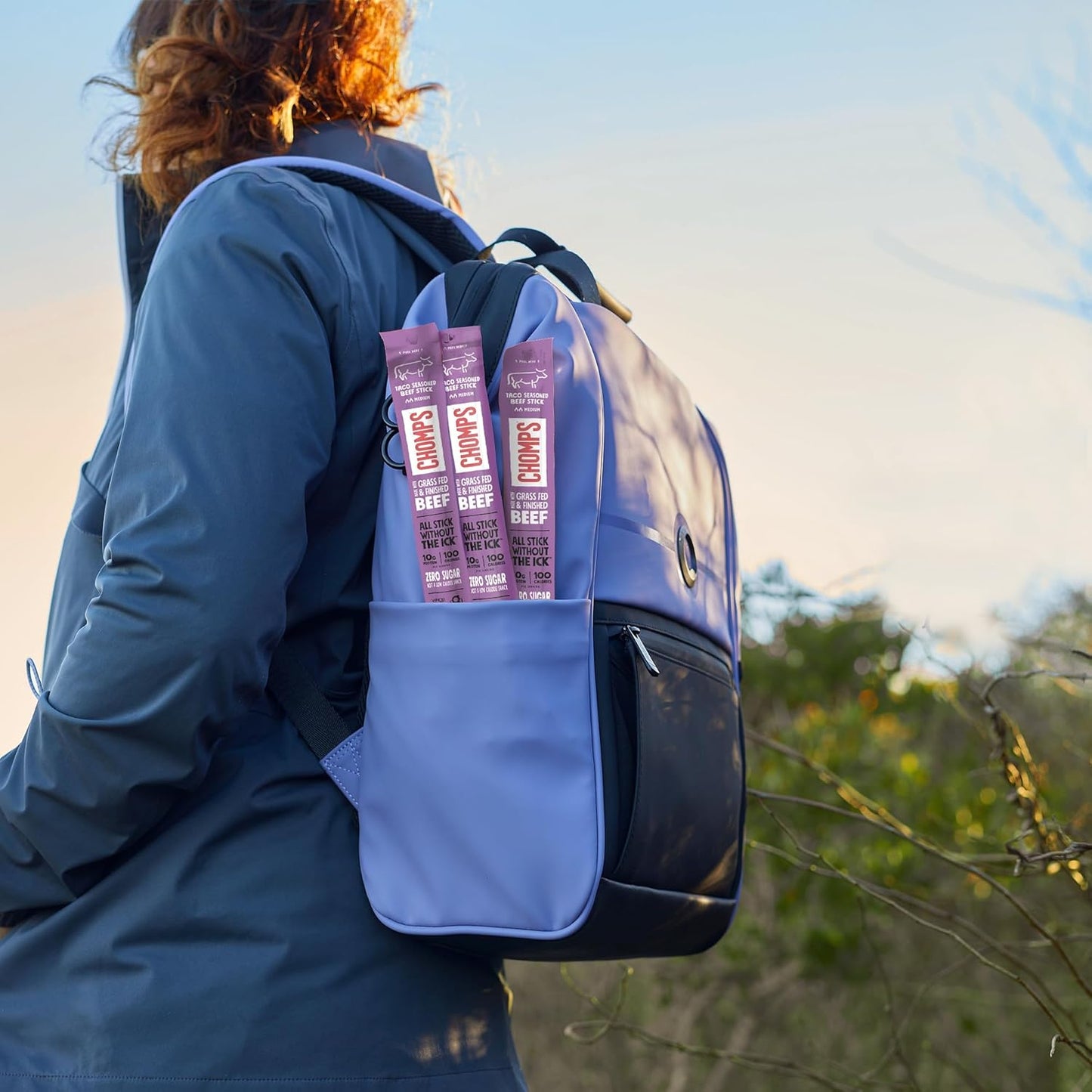 Chomps Grass-Fed Taco Beef Jerky Snack Sticks 24-Pack - Keto, Paleo, Whole30, 10g Lean Meat Protein, Gluten-Free, Zero Sugar Food, Non-GMO