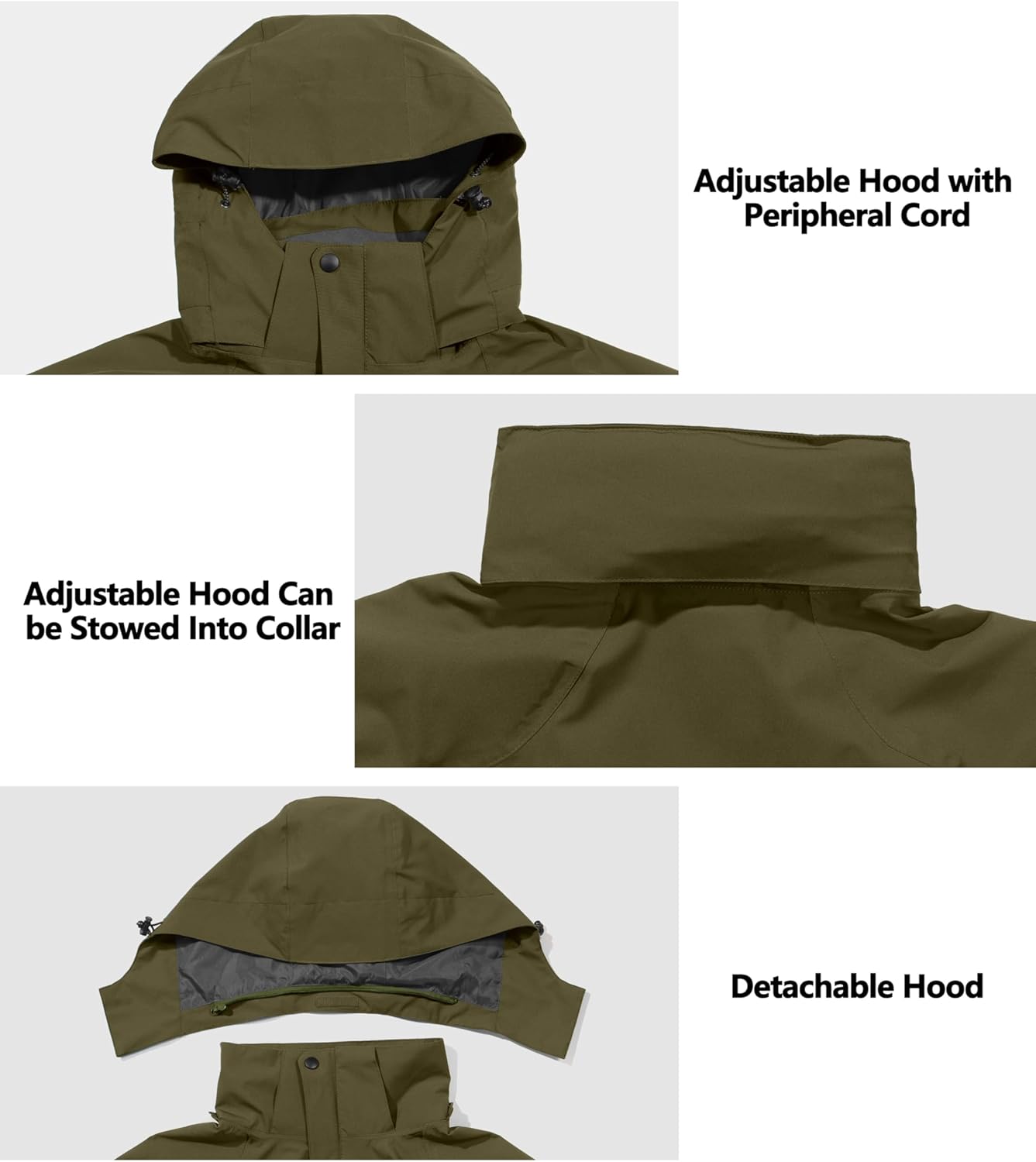 Little Donkey Andy Men's Waterproof Rain Jacket Outdoor Lightweight Hooded Raincoat for Hiking Golf Travel Fishing