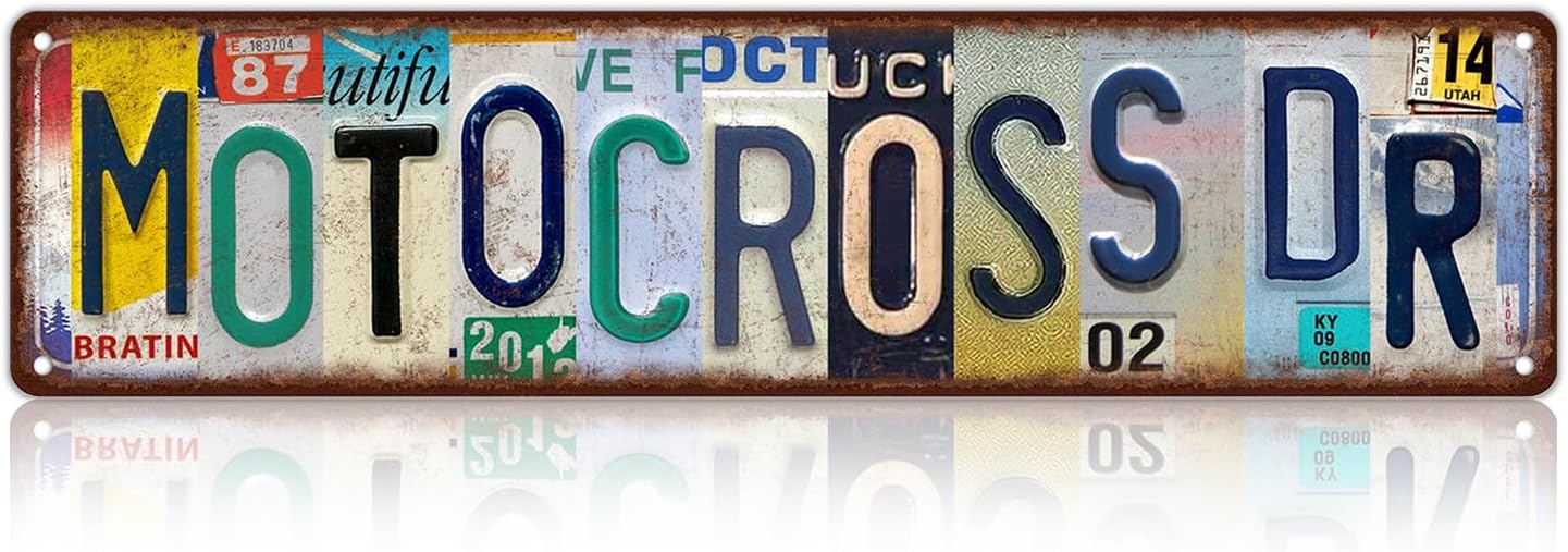 Vintage Motocross Dr Wall Decor Street Signs Metal Tin Signs 16 x 4 Inches
