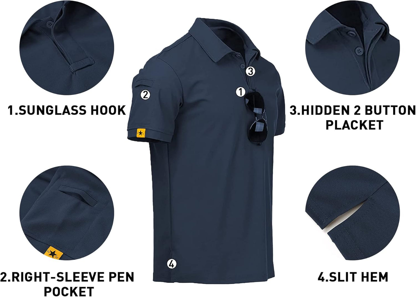 V VALANCH Mens Polo Shirts Short Sleeve Moisture Wicking Golf Polo Athletic Collared Shirt Tennis T-Shirt Tops