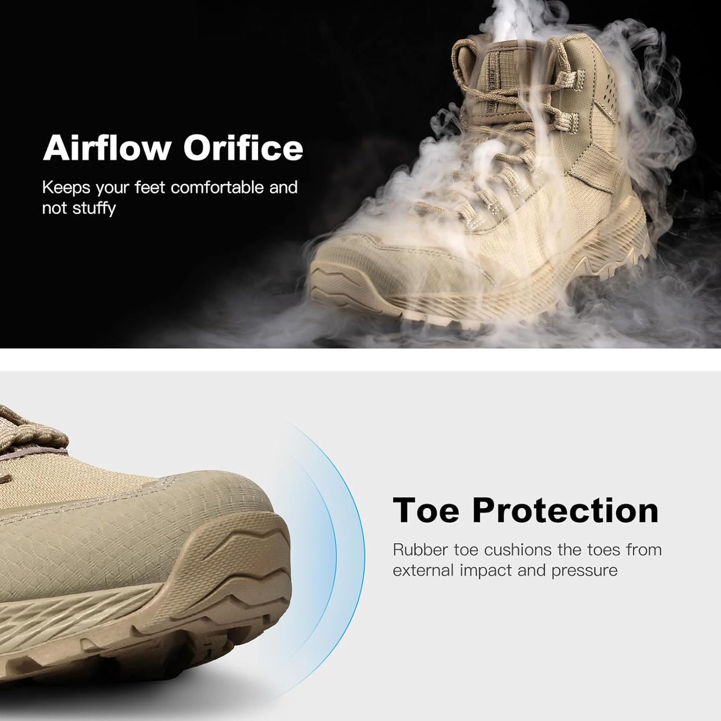 FREE SOLDIER Men's Tactical Hiking Boots Breathable Desert Boots Lightweight Work Military Boots