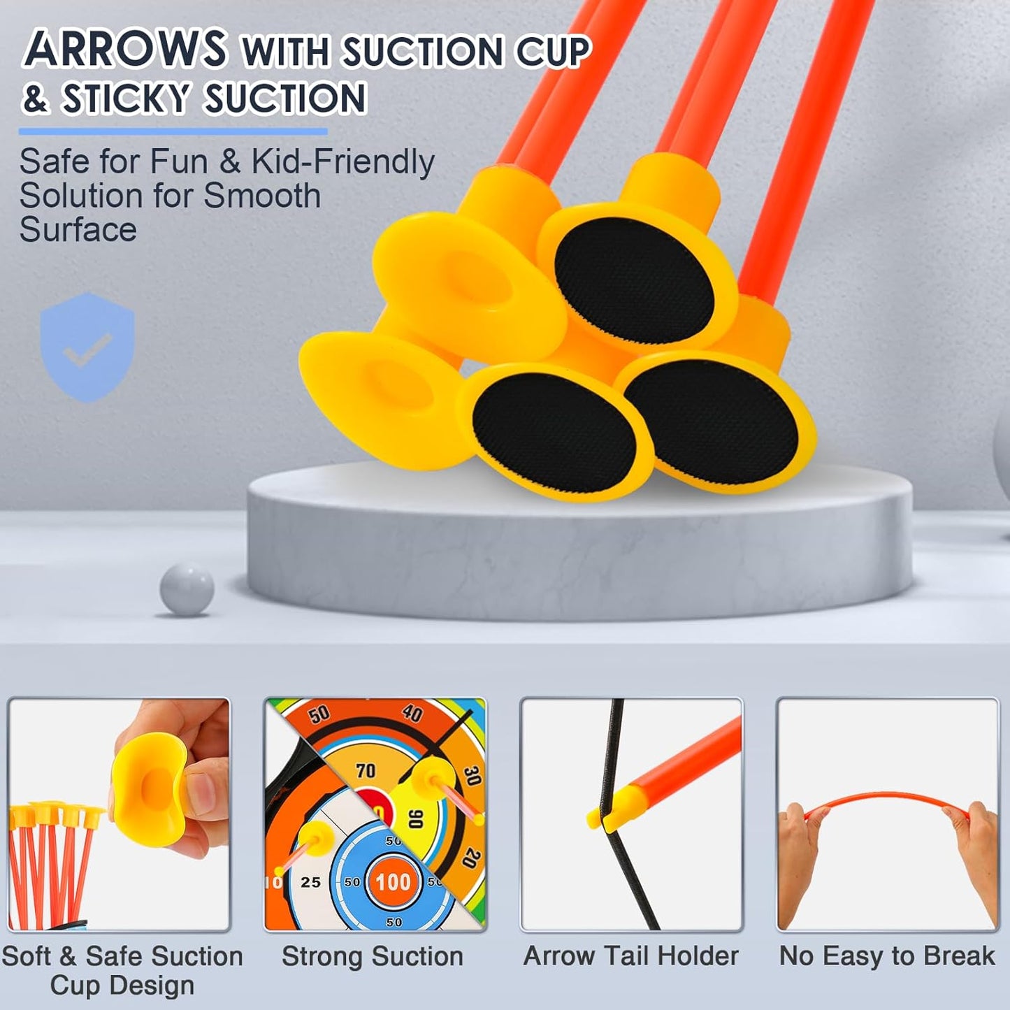 2 Pack Bow and Arrow Set with 29in Large Dart Board, LED Light Up Archery Set for Kids with 20 Suction Cup Arrows&12 Sticky Balls Standing Target Indoor Outdoor Toys Must Have for Boys Girls 3-12 yo