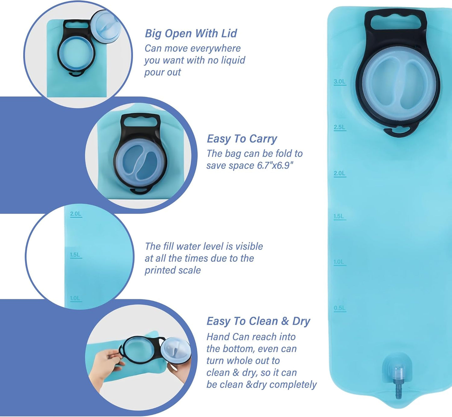 TopQuaFocus 3Qt Home Coffee Enema Bag kit with 6.5FT Silicone Tube Portable Enema Bag for Men Women Colon Cleansing Shower Enemas