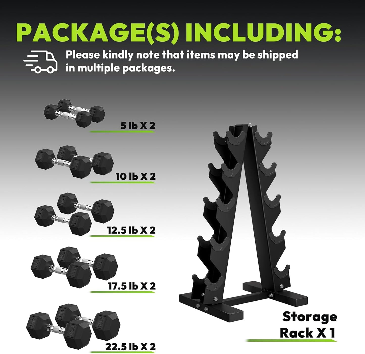 Hex Dumbbell Sets with Rack, 60-550 lb Rubber Encased Exercise & Fitness Dumbbells Set with Rack Option, Hand Weight for Strength Training, Weight Dumbbells