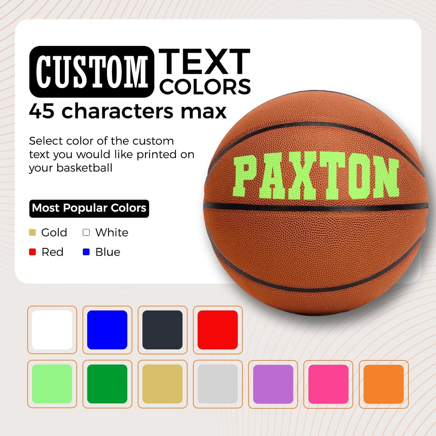 HAMMET Personalized Basketball – Customized Basketball with Your Name or Text – Multiple Colors, Fonts & Designs Available – Durable for Indoor and Outdoor - Ideal Gift for Son, Daughter, Boy or Girl