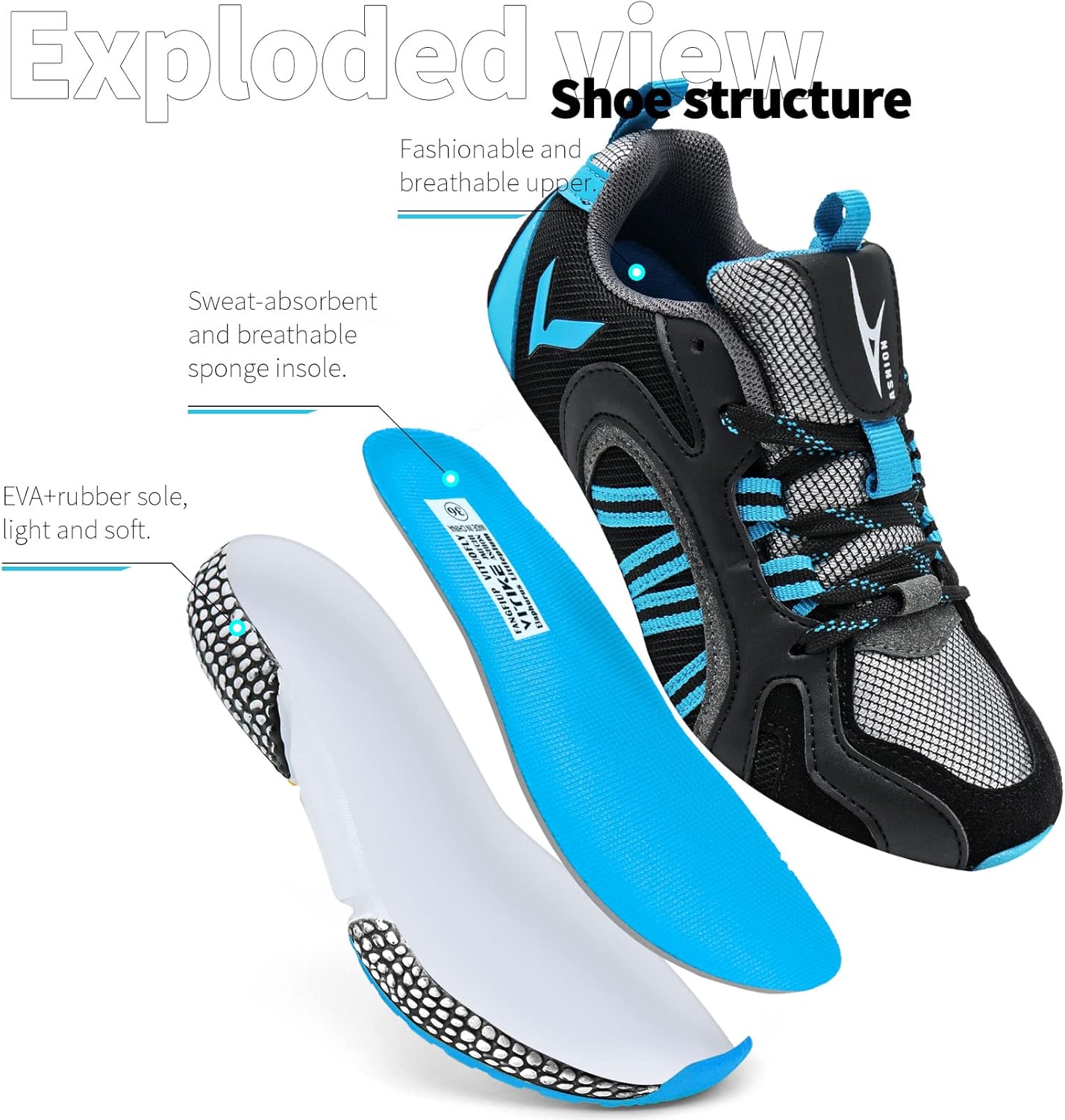 WETIKE Boy's Shoes Mesh Slip on Lightweight Running Sneakers