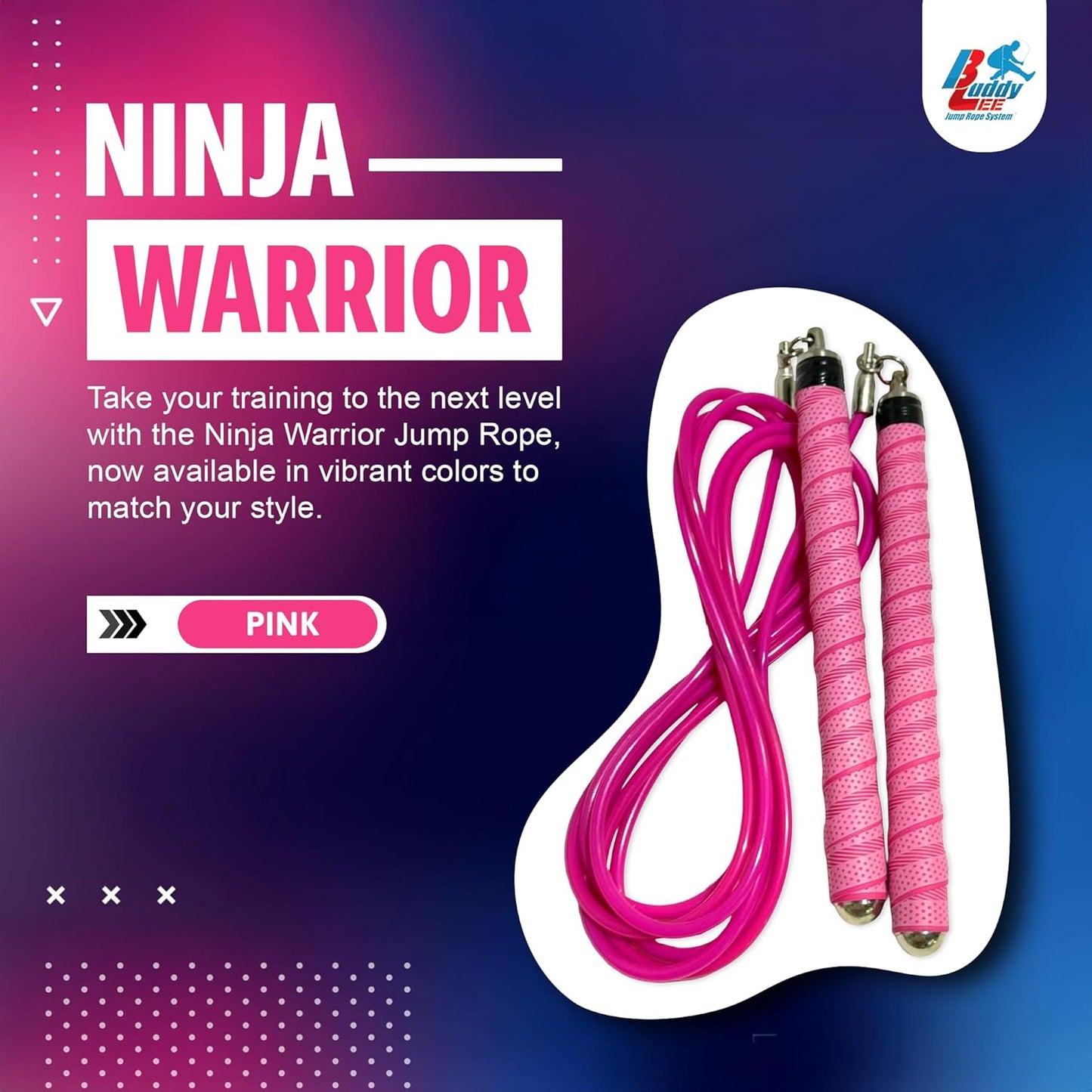Buddy Lee Ninja Warrior Jump Rope – Adjustable Speed Rope for Fitness, HIIT, CrossFit & Boxing – Tangle-Free with Precision Ball Bearings – Durable, Lightweight & Ergonomic Handles
