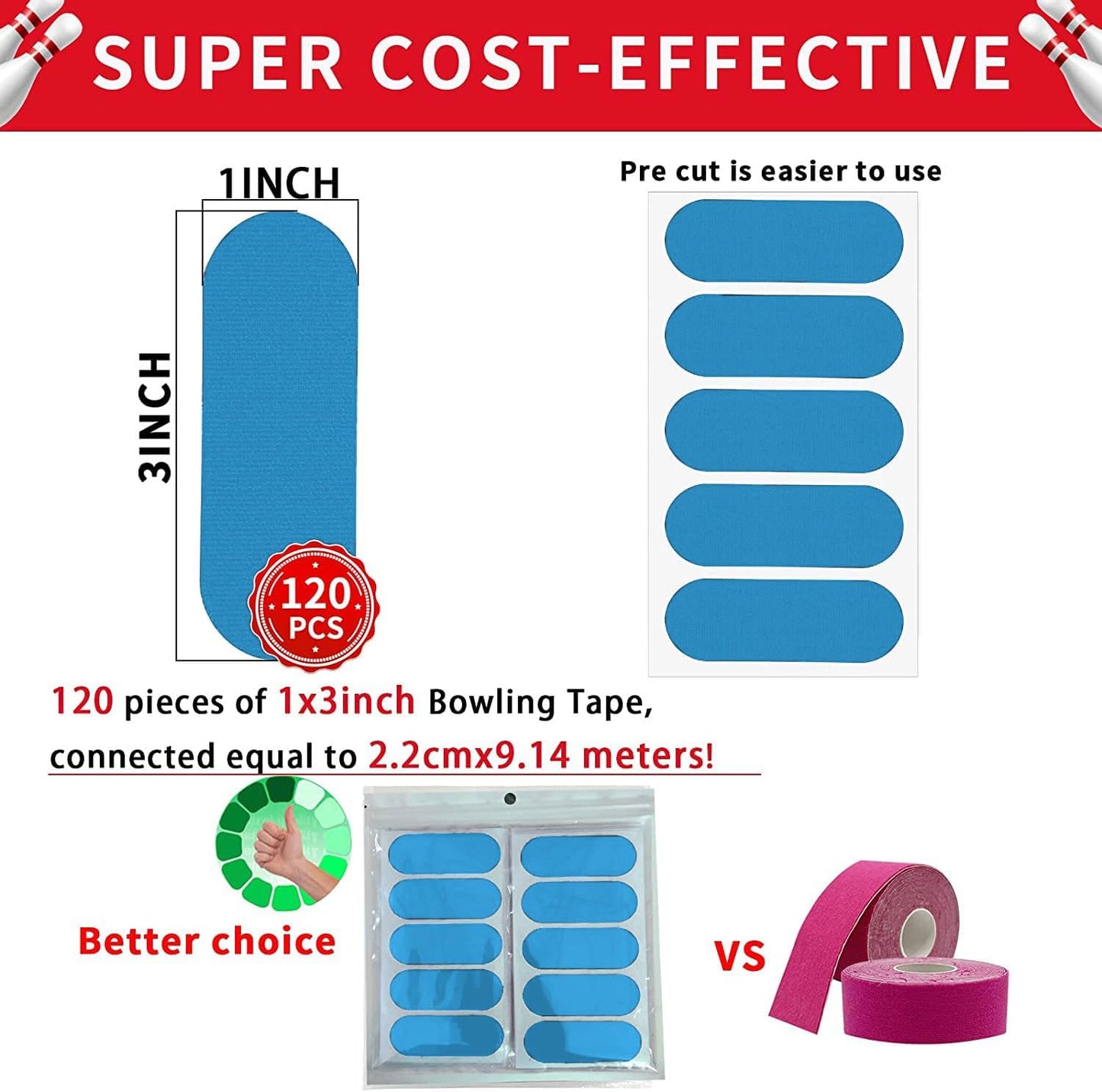 Birllaid 120PCS Bowling Thumb Tape Bowling Finger Tape Bowling Tape Thumb for Bowlers, Bowling Accessories for Men Women