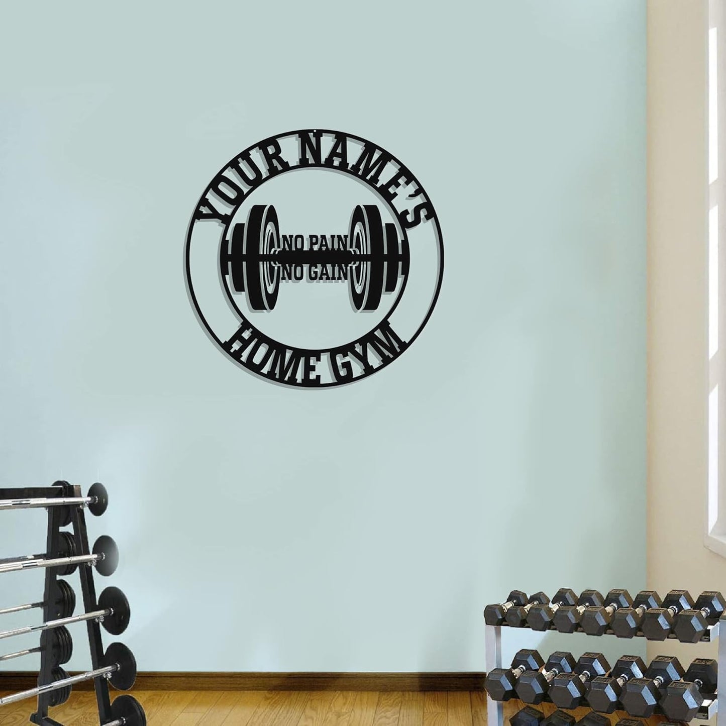 Personalized Home Gym LED Tin Metal Sign Multiple Sizes, Gym Sign Wall Decor, Exercise Workout Room Decor Fitness Center, Motivational Inspirational Hanging Wall Art Wall Plaque (03 w/o lights)