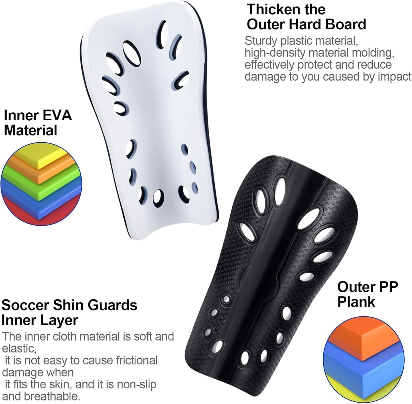 ANCIRS 2 Pair Soccer Shin Guards for Youth, Breathable Shin Guard Sleeves for Football Games, Protective EVA Cushion for Youth Men & Women