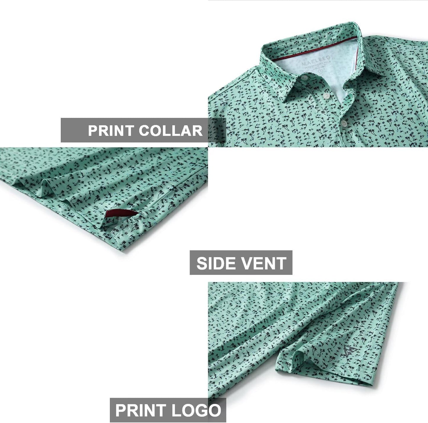 Men's Golf Polo Shirts Short Sleeve Striped Performance Moisture Wicking Dry Fit Golf Shirts for Men