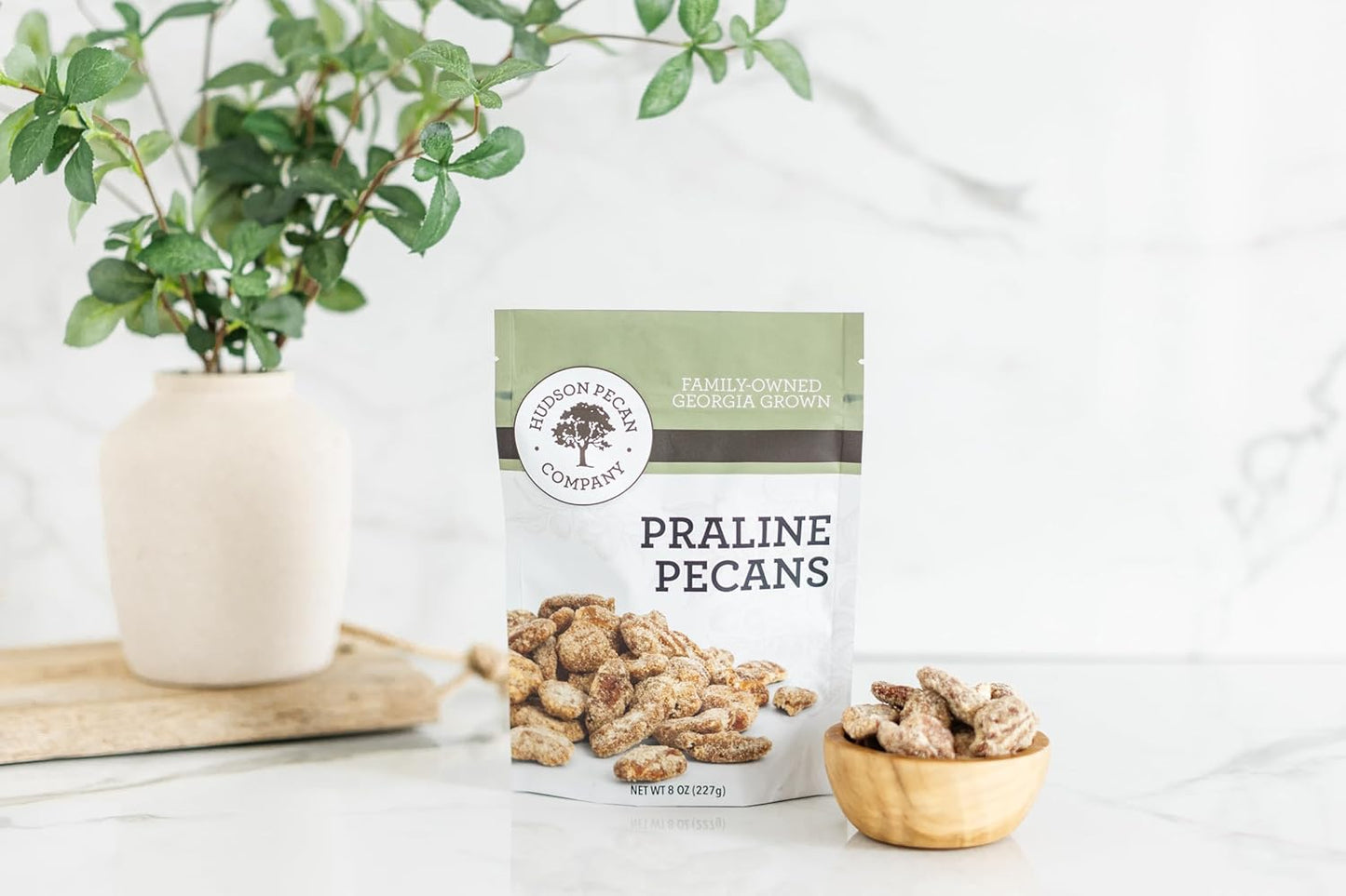 HUDSON PECAN: Praline Pecans - Gourmet Delight in Every Bite - 8oz Resealable Pack for Freshness - Irresistible Southern Sweetness - Perfect for Snacking, Baking, and Gifting - One Pack of Delectable Pecan Pralines (8 Ounce, Praline Pecans)