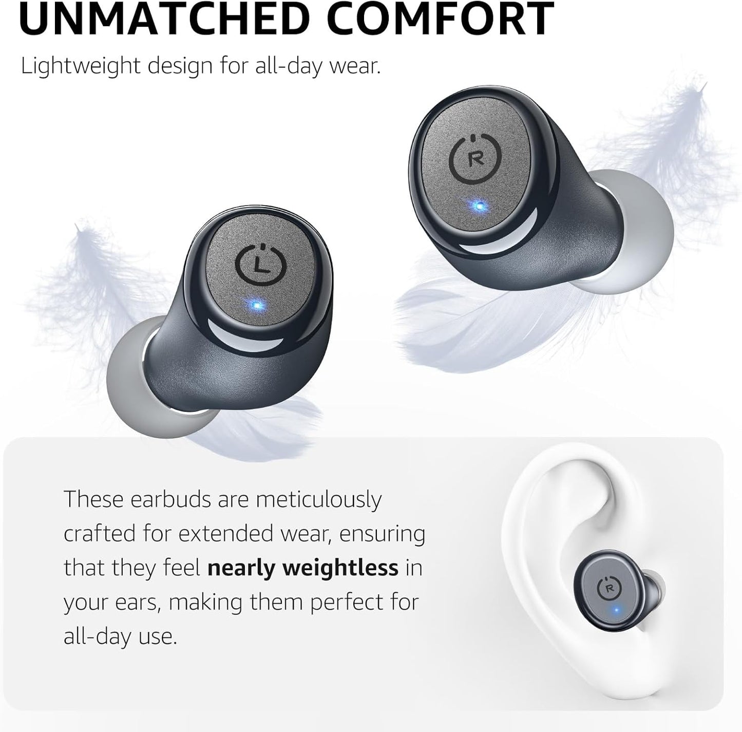 TOZO T10 Wireless Earbuds Bluetooth 5.3 Headphones, App Customize EQ, Ergonomic Design, 55H Playtime, Wireless Charging Case, IPX8 Waterproof Sound in-Ear Headset, 2025 New Version