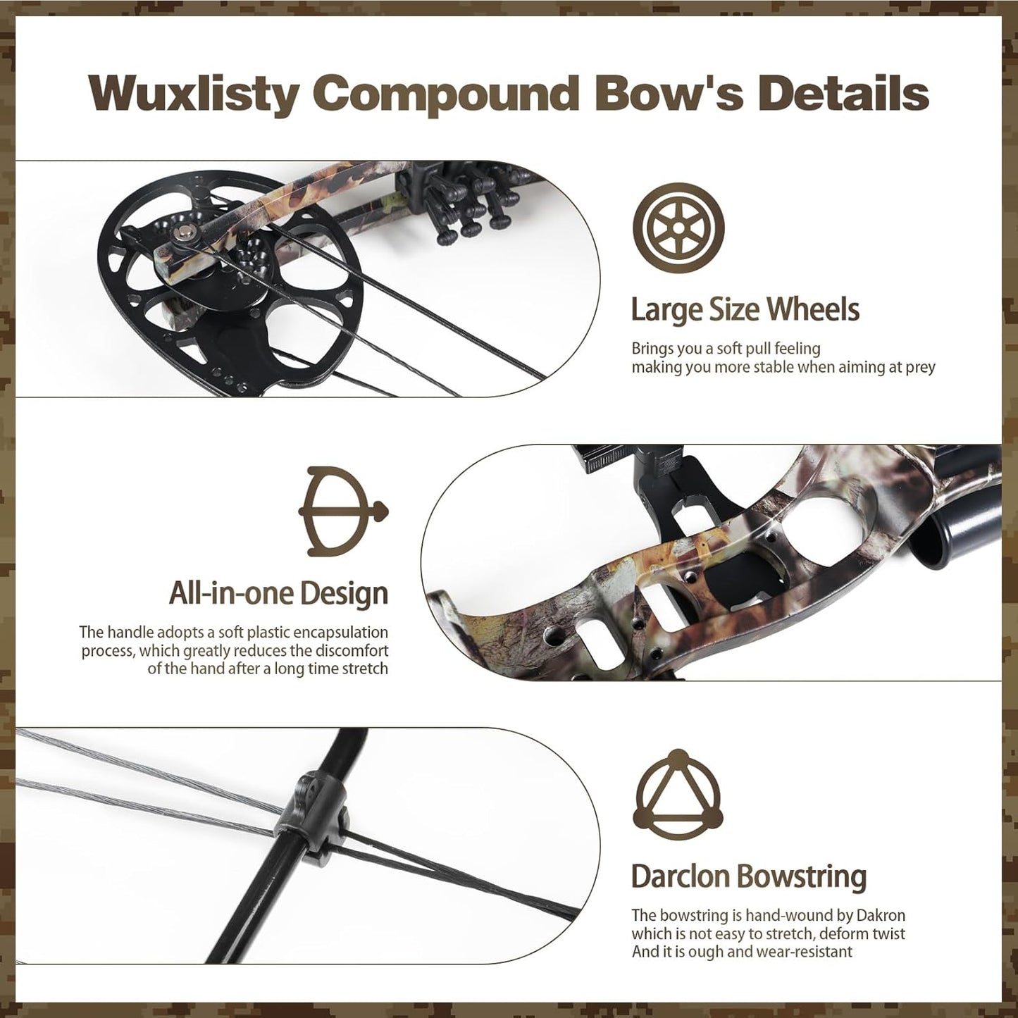 Compound Bow and Arrow Set for Adults 30-65LBS Draw Weight, Ready to Hunt, Archery Hunting Bows 19.5"-30.5" Draw Length, Limbs Made in US