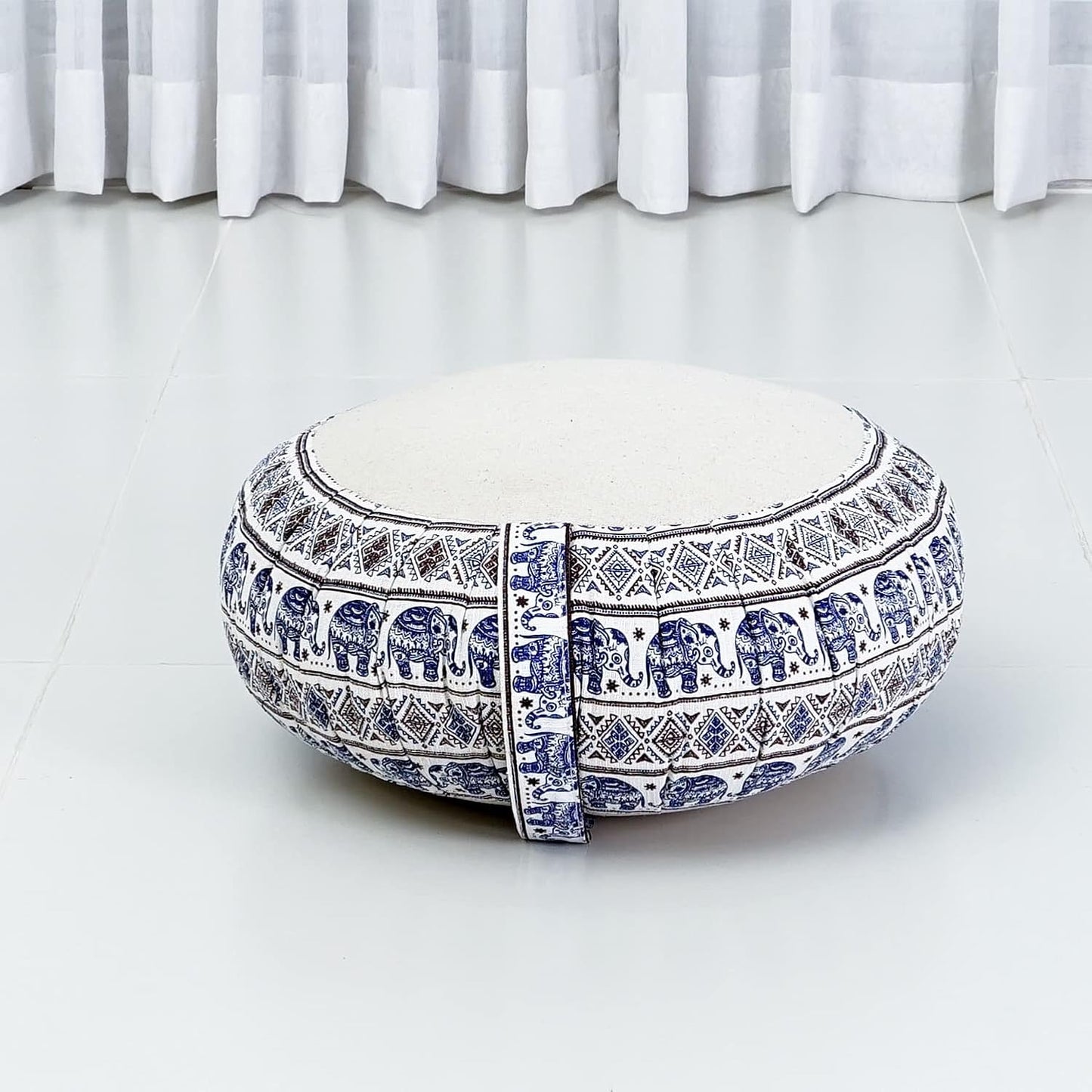 Leewadee Meditation Cushion Set – 1 Round Zafu Meditation Pillow and 1 Square Roll-Up Zabuton Meditation Mat, Pillows Bundle Filled with Kapok