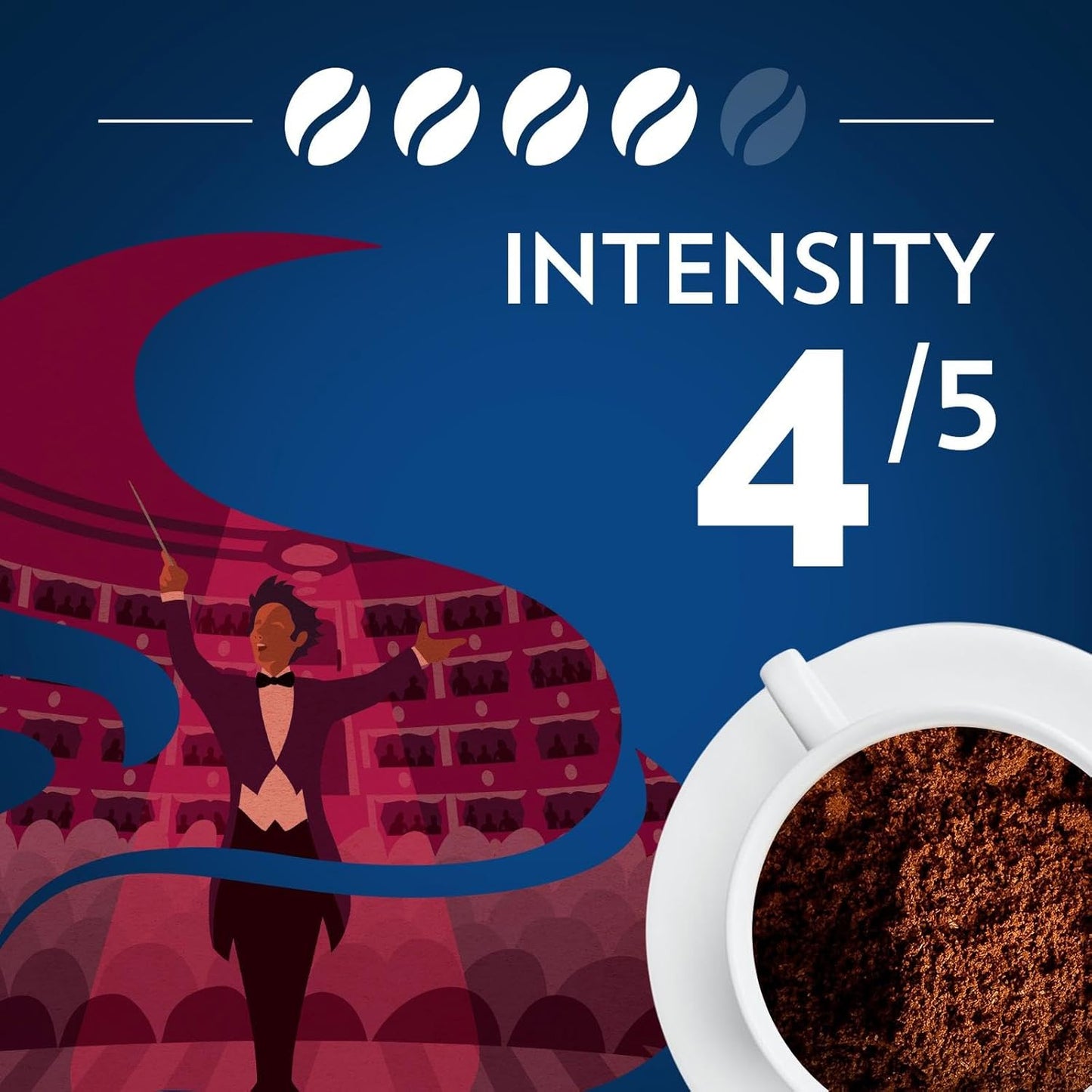 Lavazza Opera Intenso Ground Coffee 12oz Bag, Dark Roast, Bold and Balanced Taste, Intensity 4/5, Arabica and Robusta, Ideal for Drip Brewers, (Pack of 1) - Package May Vary