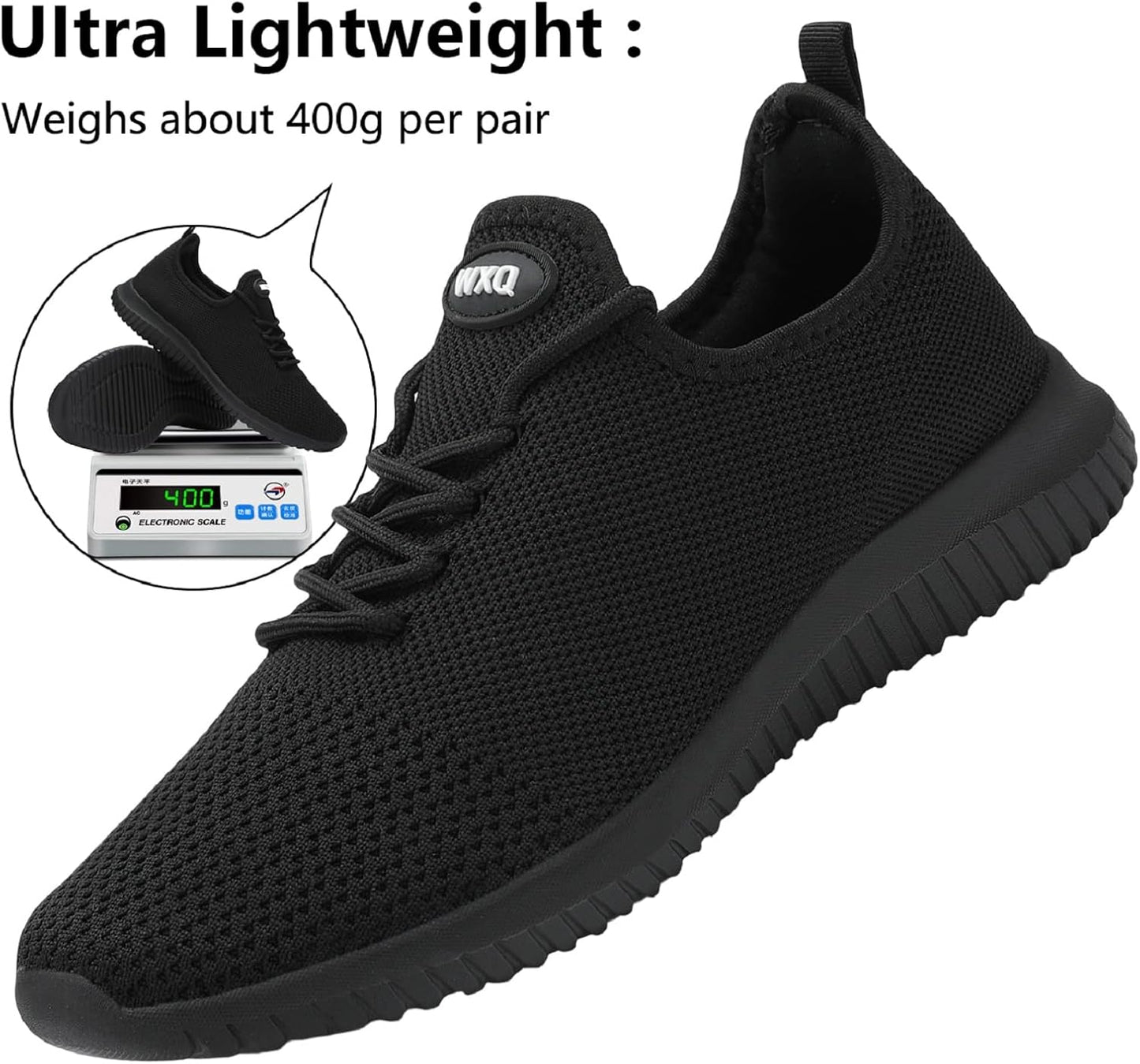 WXQ Men's Running Shoes Comfortable Lightweight Breathable Walking Shoes Mesh Workout Casual Sports Shoes