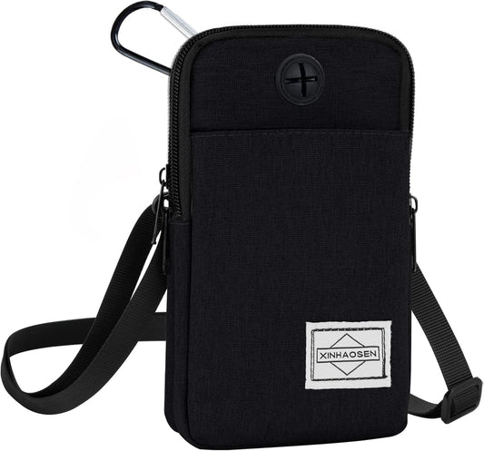 Cell Phone Purse Waist Pack Bag Travel Crossbody Bag Wristband Sport Armband Wallet with Removable Shoulder Strap (Black)