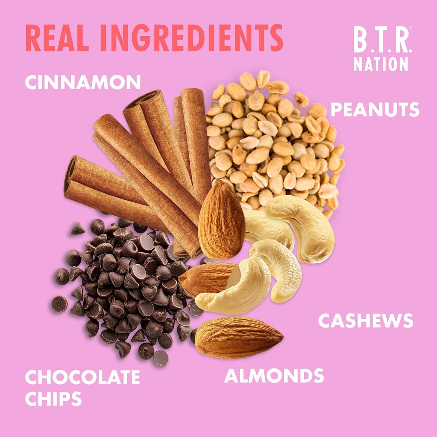 B.T.R. Nation Bar Superfood Keto Protein Bars, Plant Based Vegan Protein - | 6 pack (Sampler Pack) | Low Carb Food, Low Calorie, Gluten Free, No Sugar Alcohols, Boosted with Superfoods