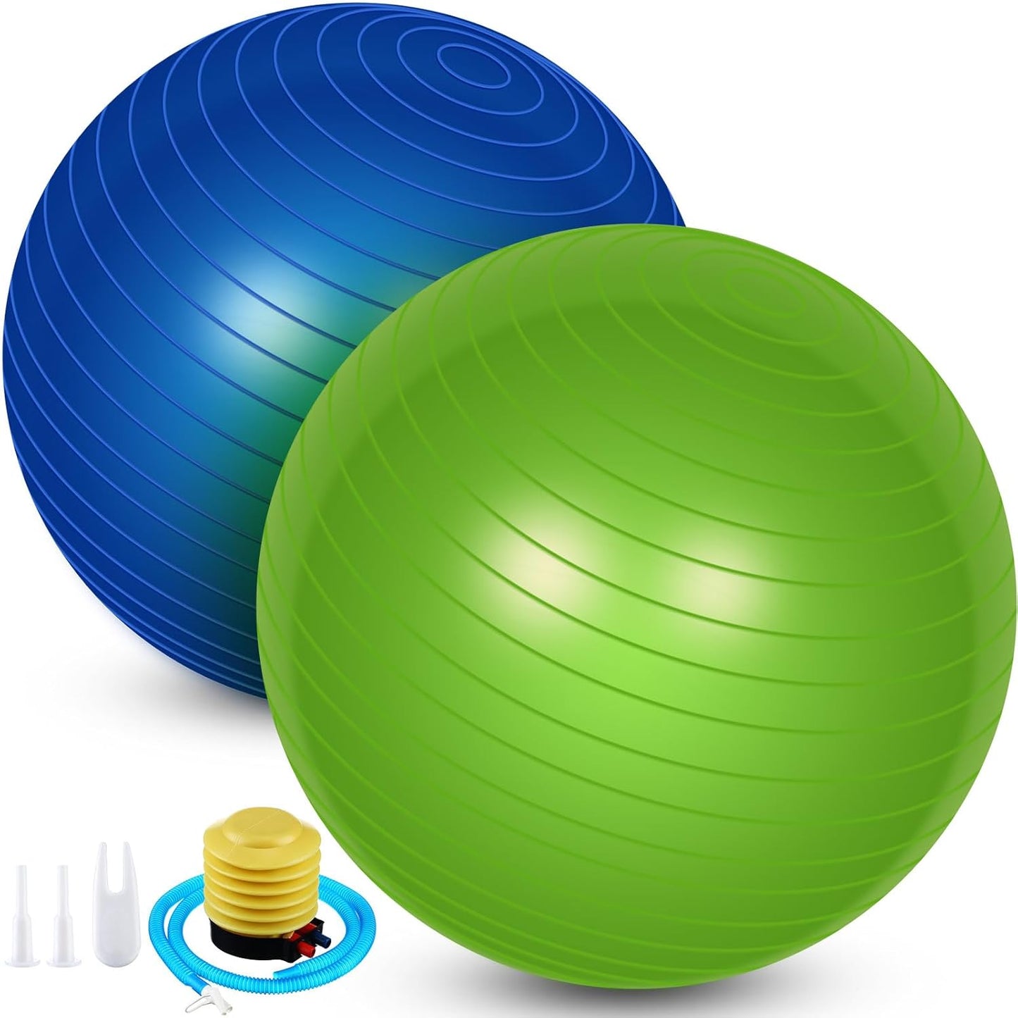 Leyndo 2 Pcs Yoga Ball Exercise Ball Large 26 Inch Exercise Anti Burst Birthing Fitness Ball with Pump, 26 Inches/ 65 cm for Improved Posture, Balance, Yoga, Pilates, Training