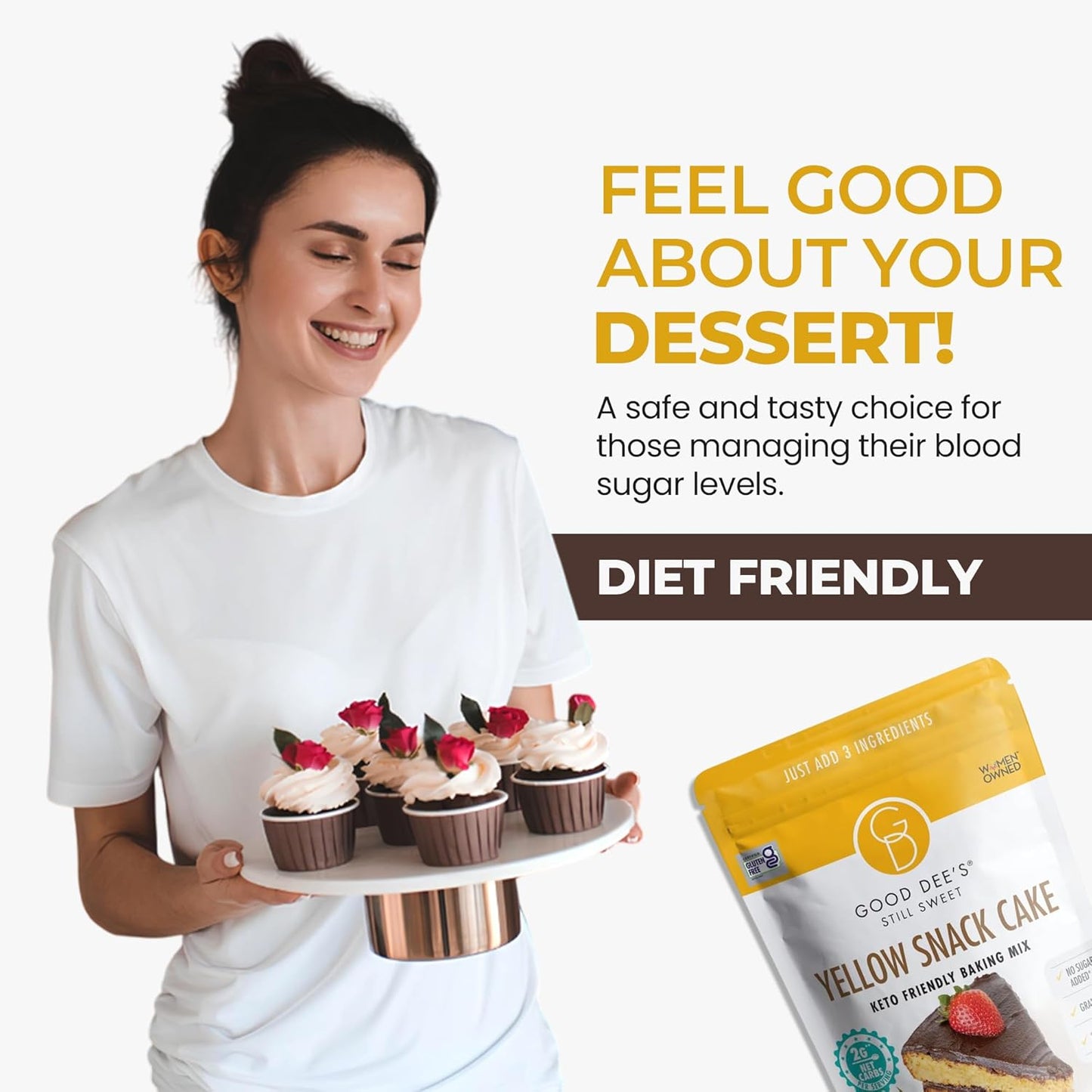 Good Dee's Keto Yellow Snack Cake Mix, Gluten Free, No Added Sugar, Gluten Free, Grain-Free, Soy-Free, Diabetic, Atkins & WW Friendly (2g Net Carbs, 12 Serving)