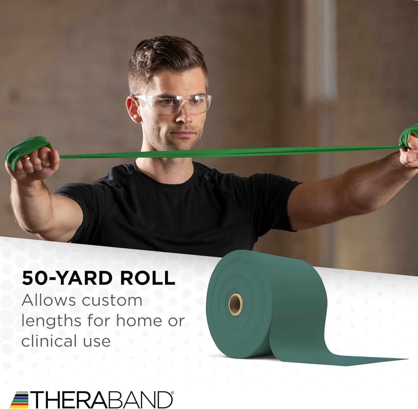 THERABAND Resistance Bands, 50 Yard Roll Professional Latex Elastic Fitness Band For Upper & Lower Body & Core Exercise, Physical Therapy, Pilates, Yoga, Stretching, Home Workouts, & Rehab